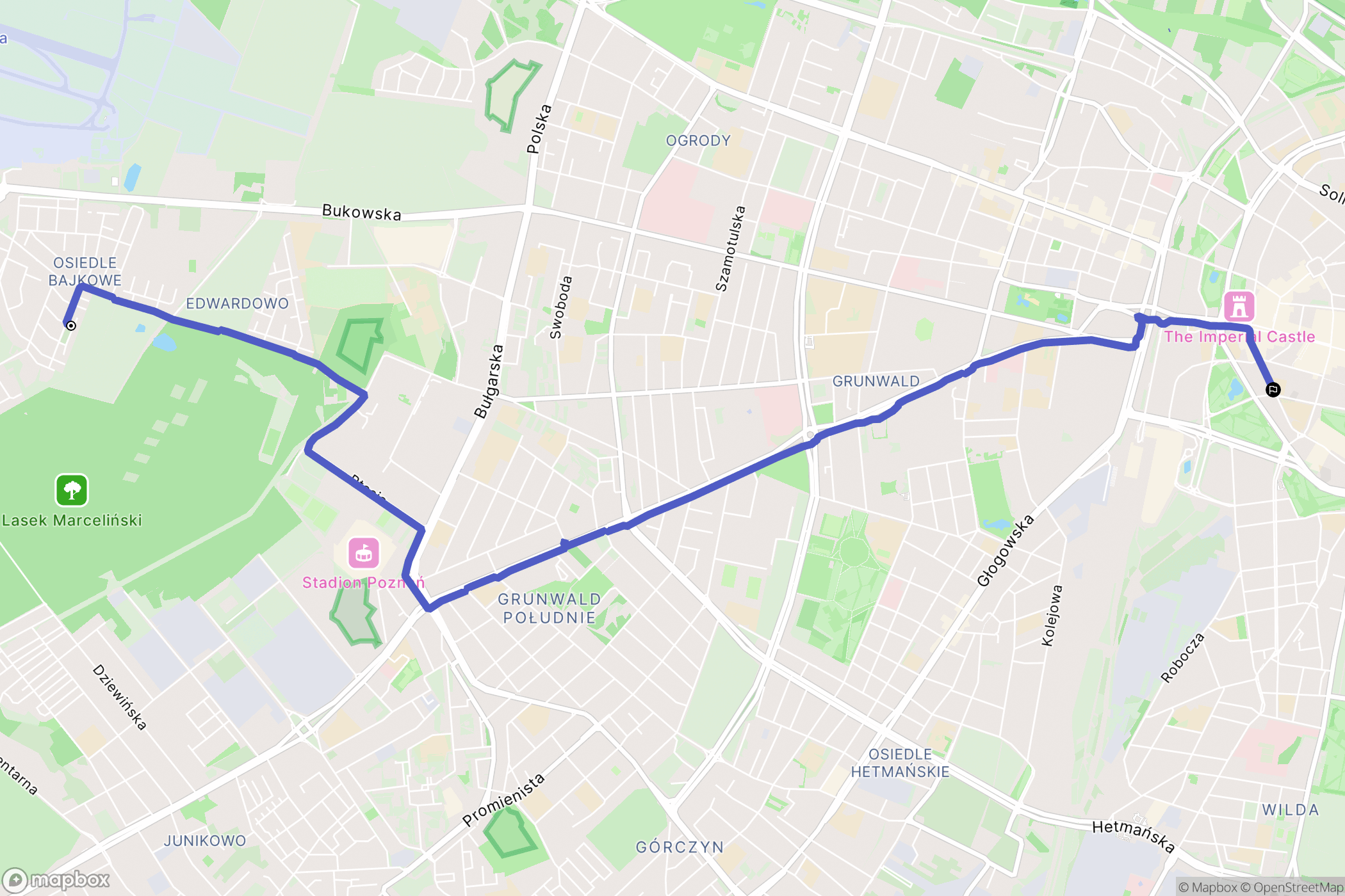 Poznań: mapa trasy - Poland