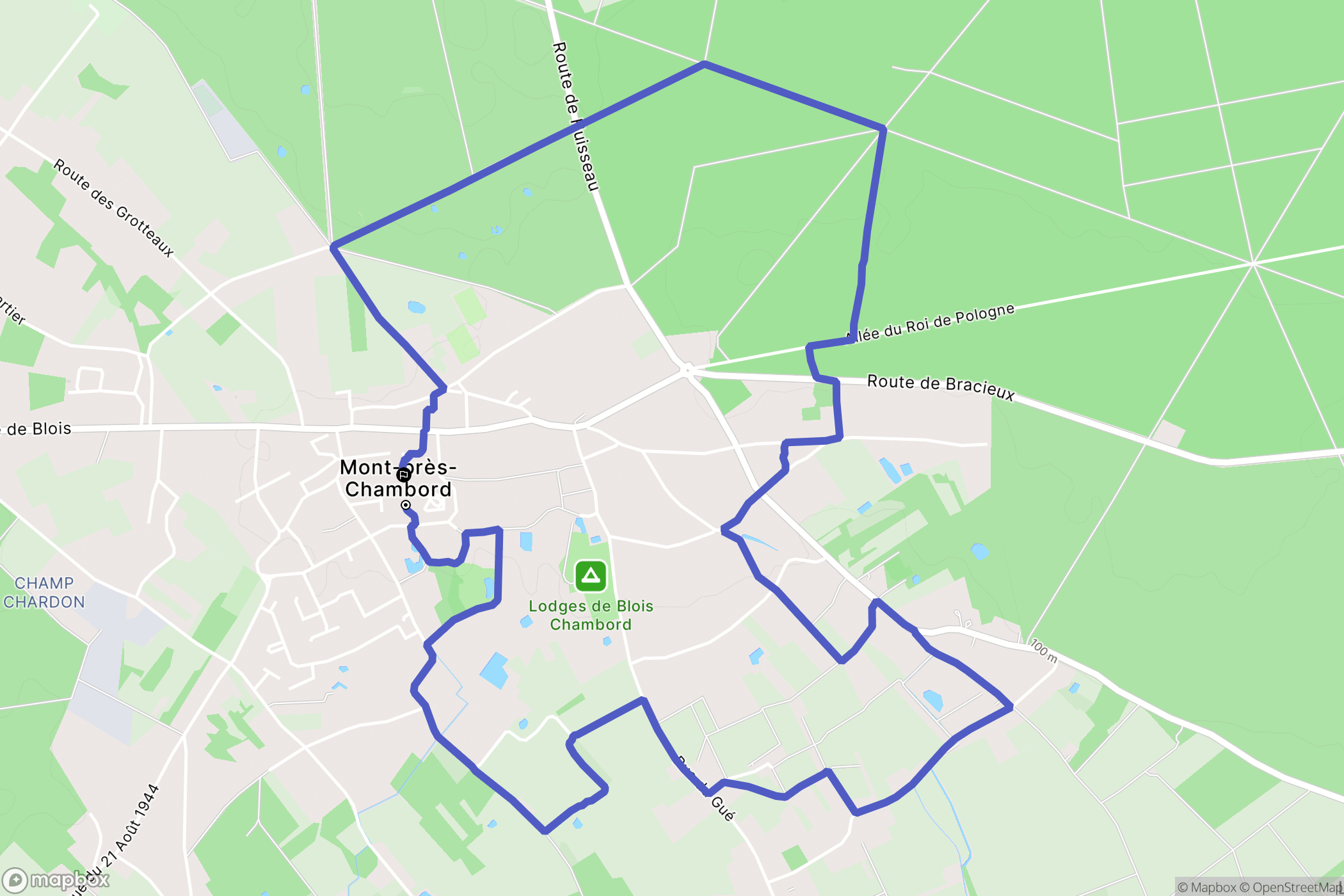 Mont-près-Chambord : carte du parcours de randonnée - France