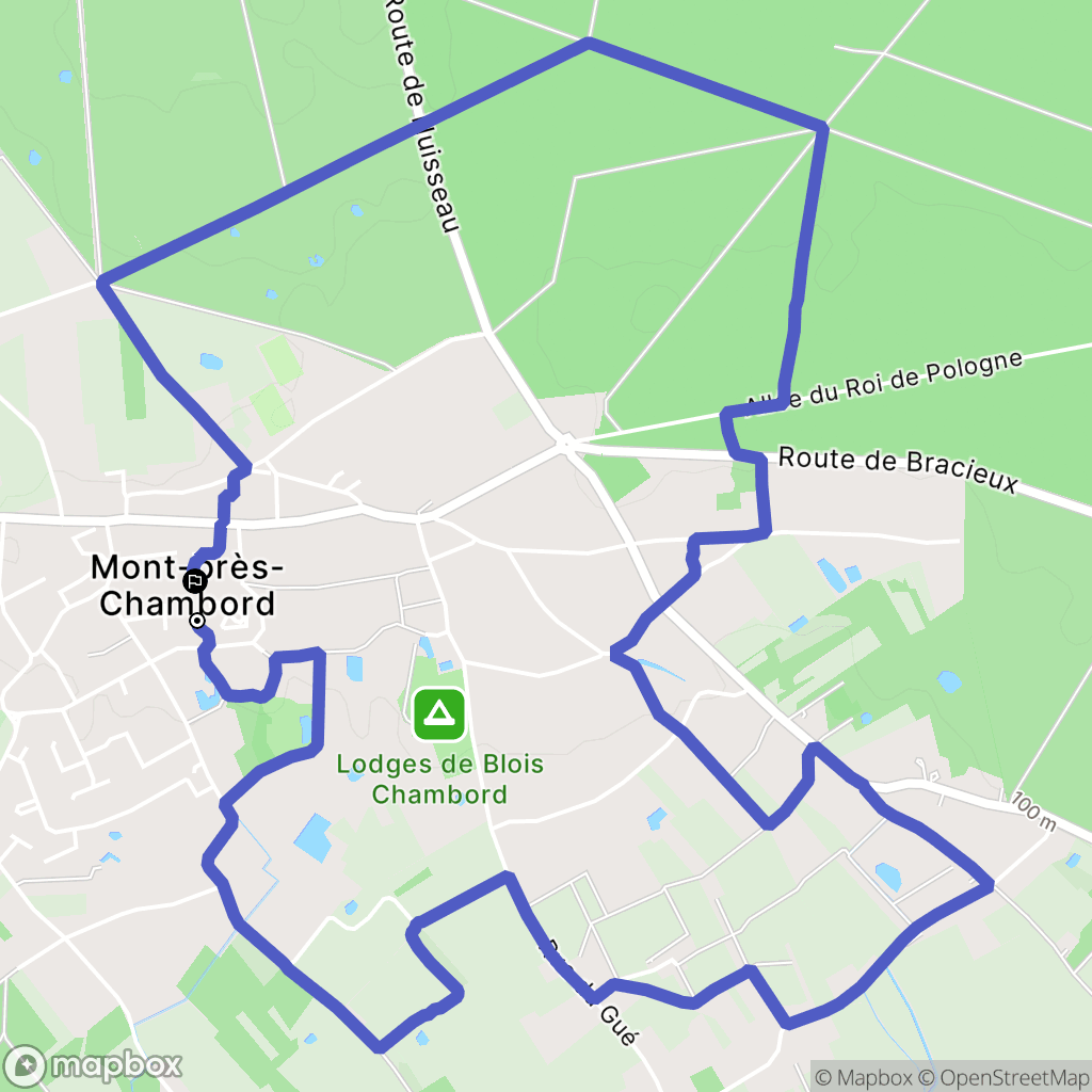 Mont-près-Chambord : carte du parcours de randonnée - France