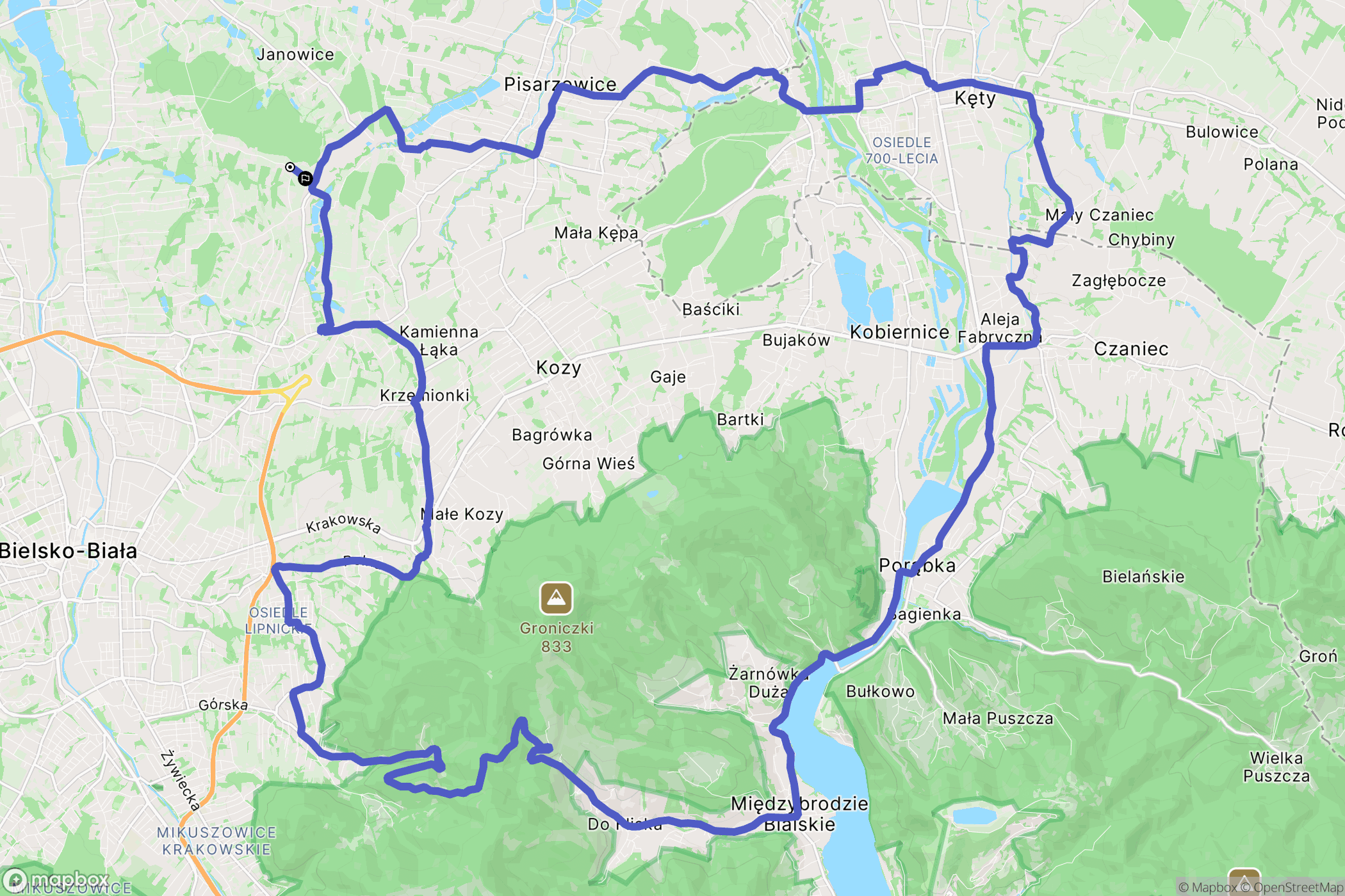 Janowice: mapa trasy - Poland