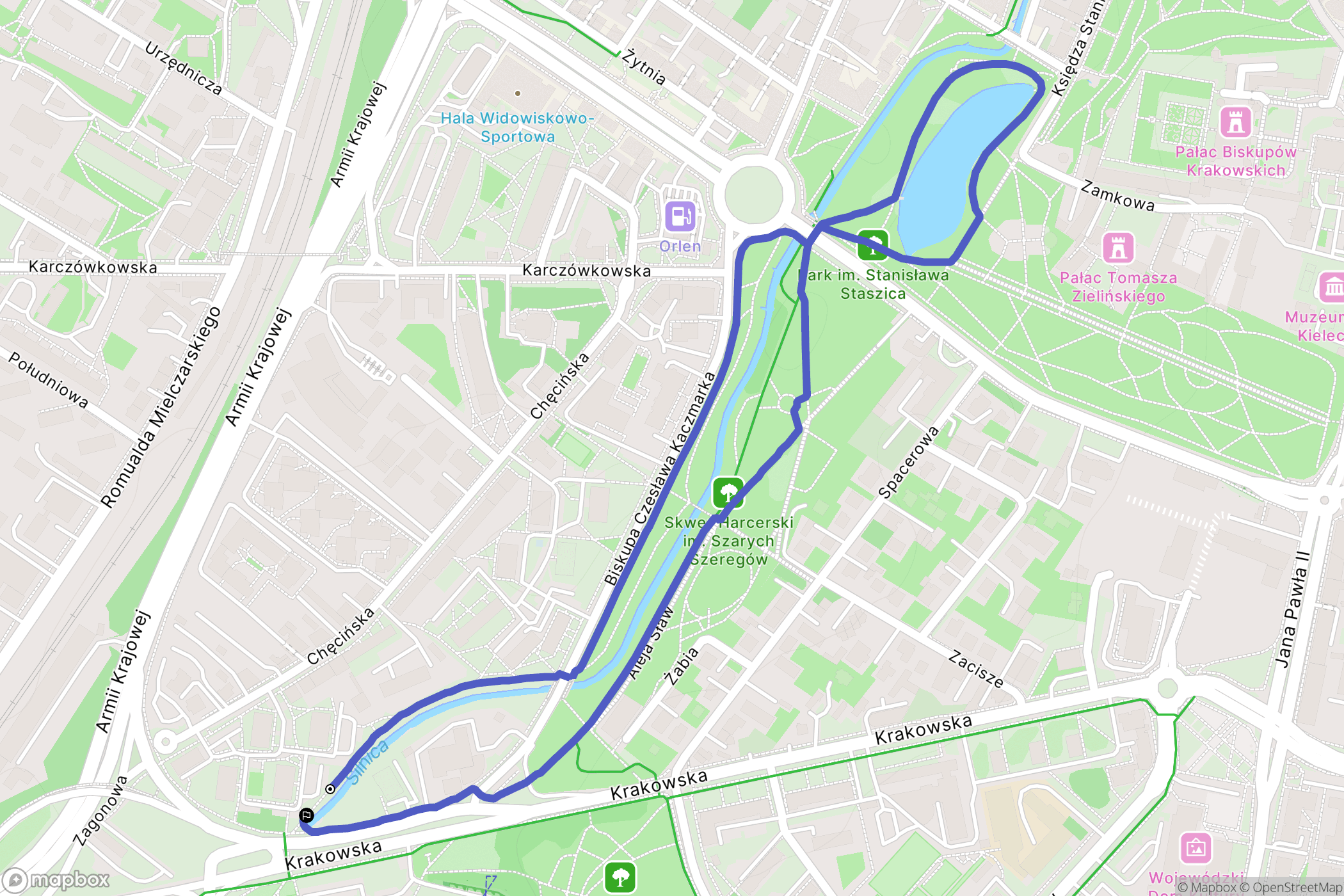 Kielce: mapa trasy - Poland