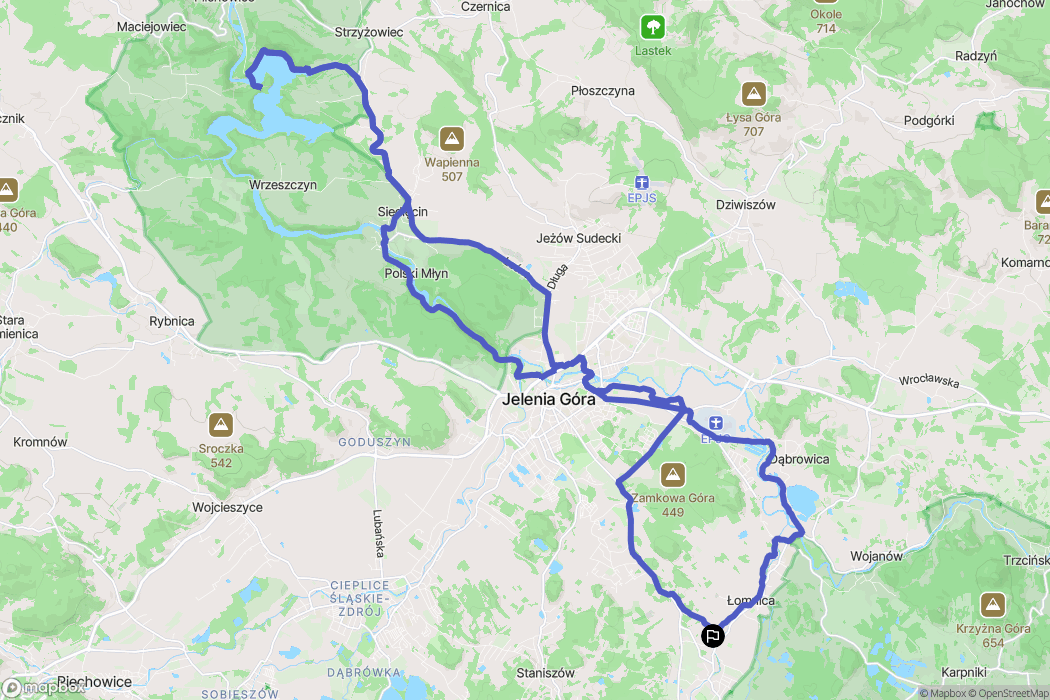 Łomnica: mapa trasy - Poland