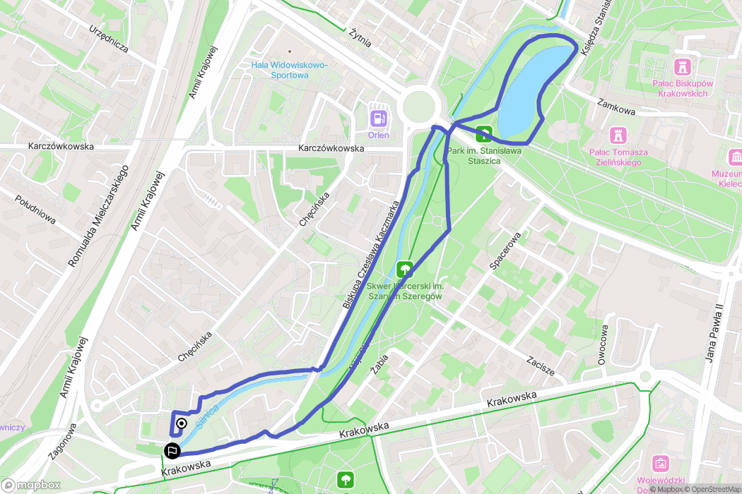 Kielce: mapa trasy - Poland