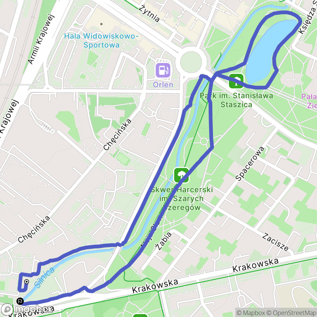 Kielce: mapa trasy - Poland