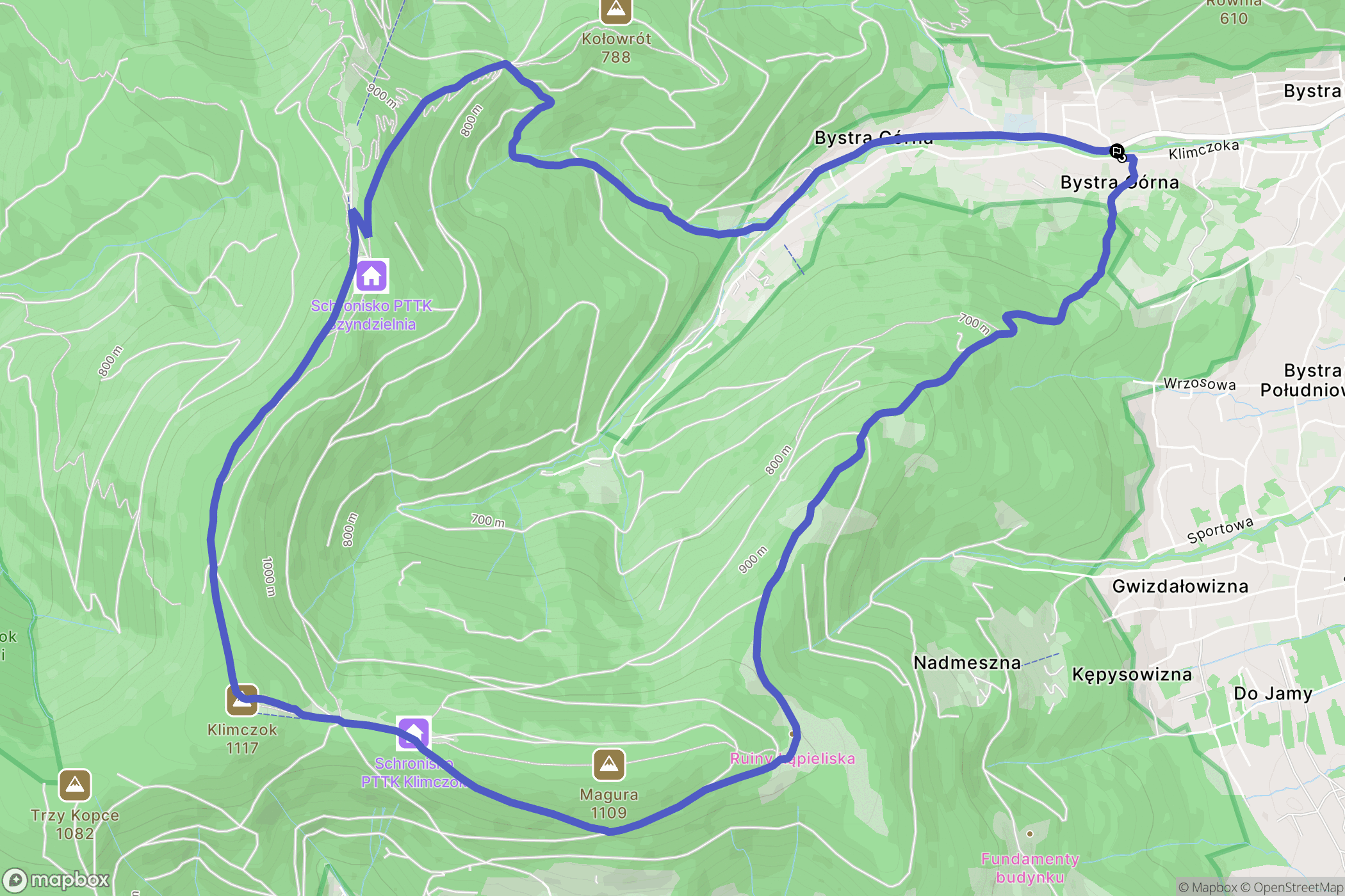 Bystra: mapa trasy - Poland