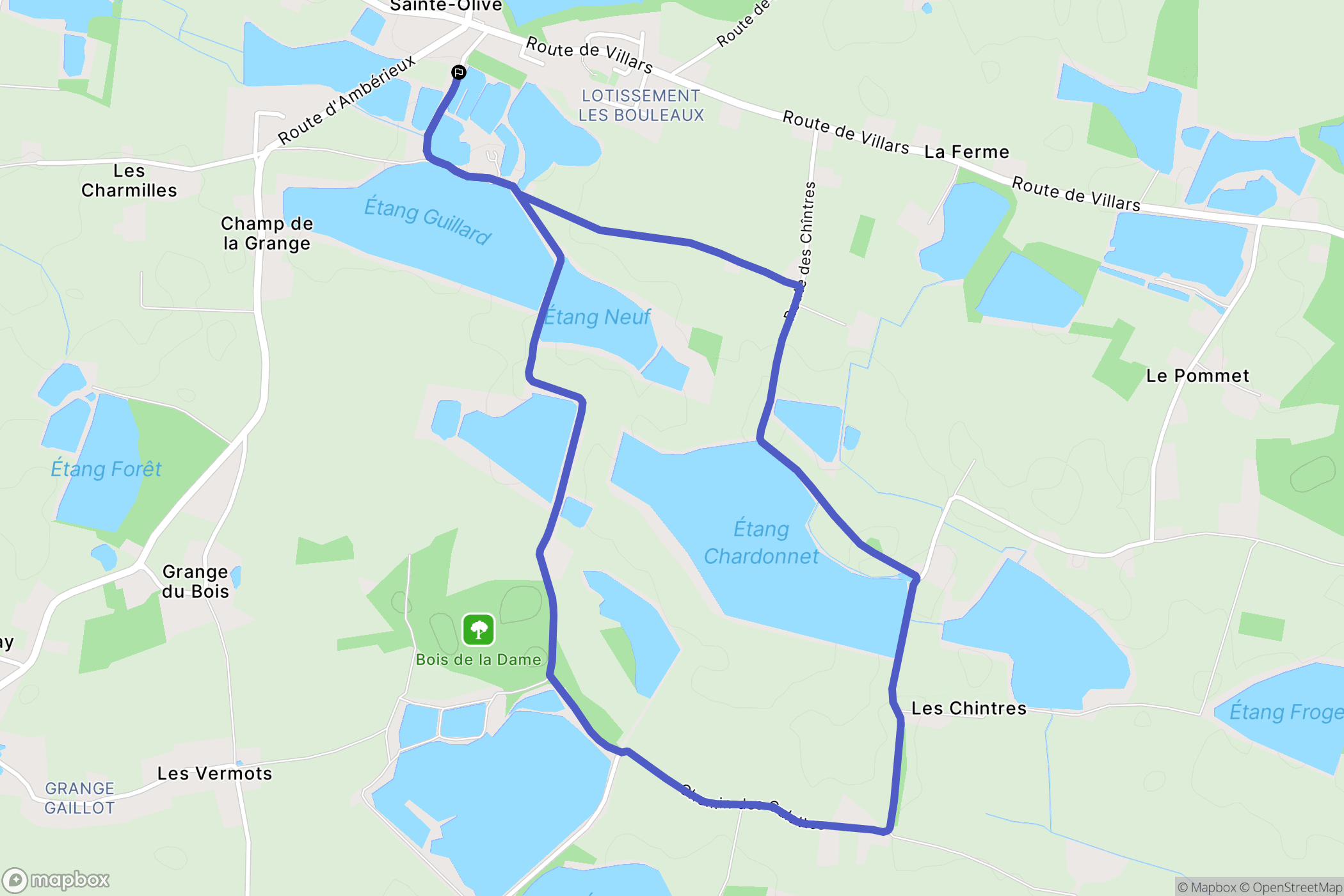 Sainte-Olive : carte du parcours de randonnée - France