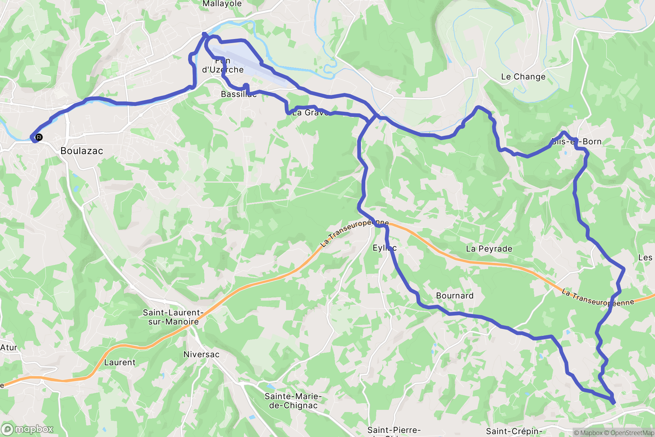Boulazac Isle Manoire : carte du parcours de randonnée - France