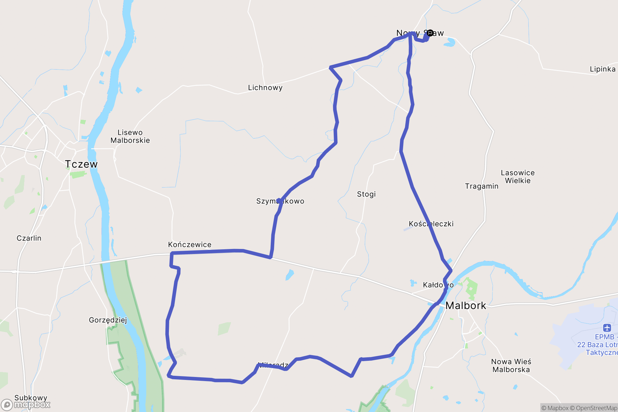Nowy Staw: mapa trasy - Poland