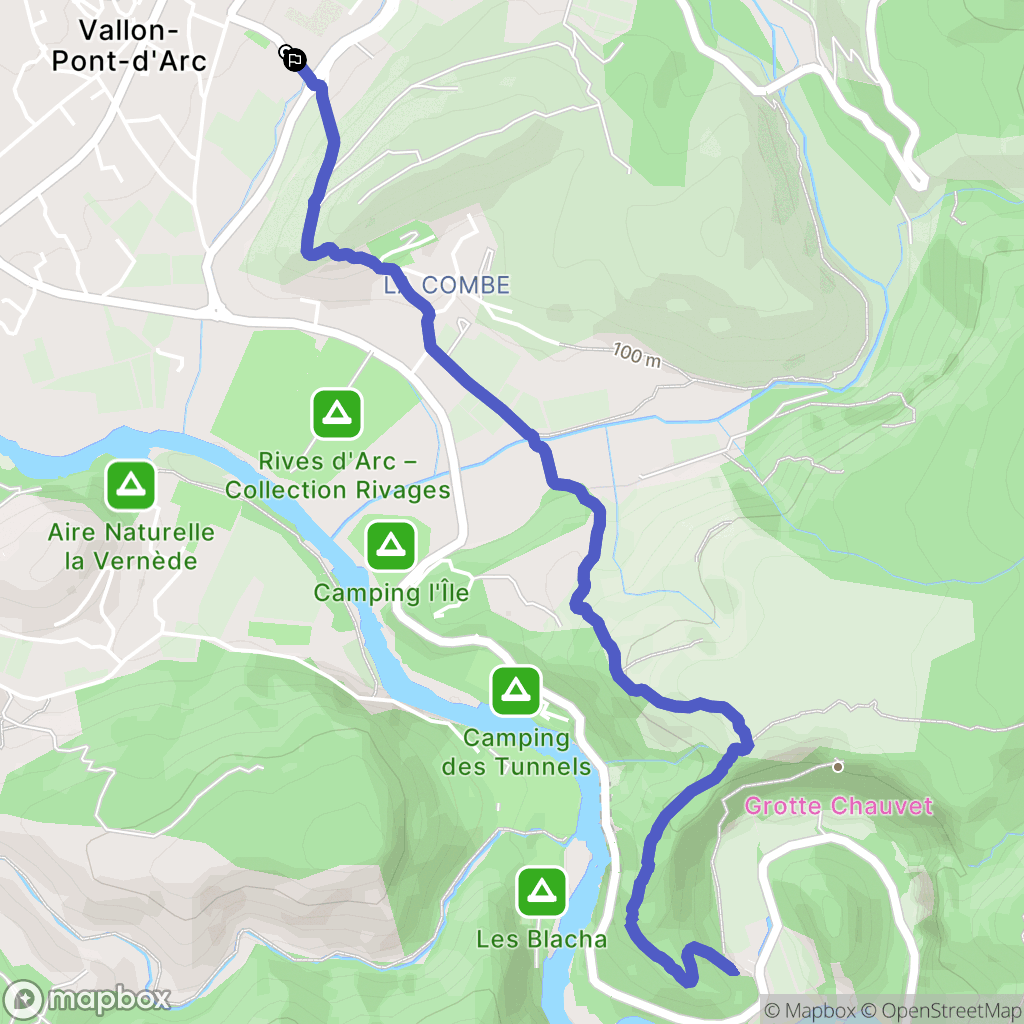 Vallon-Pont-d'Arc : carte du parcours de randonnée - France