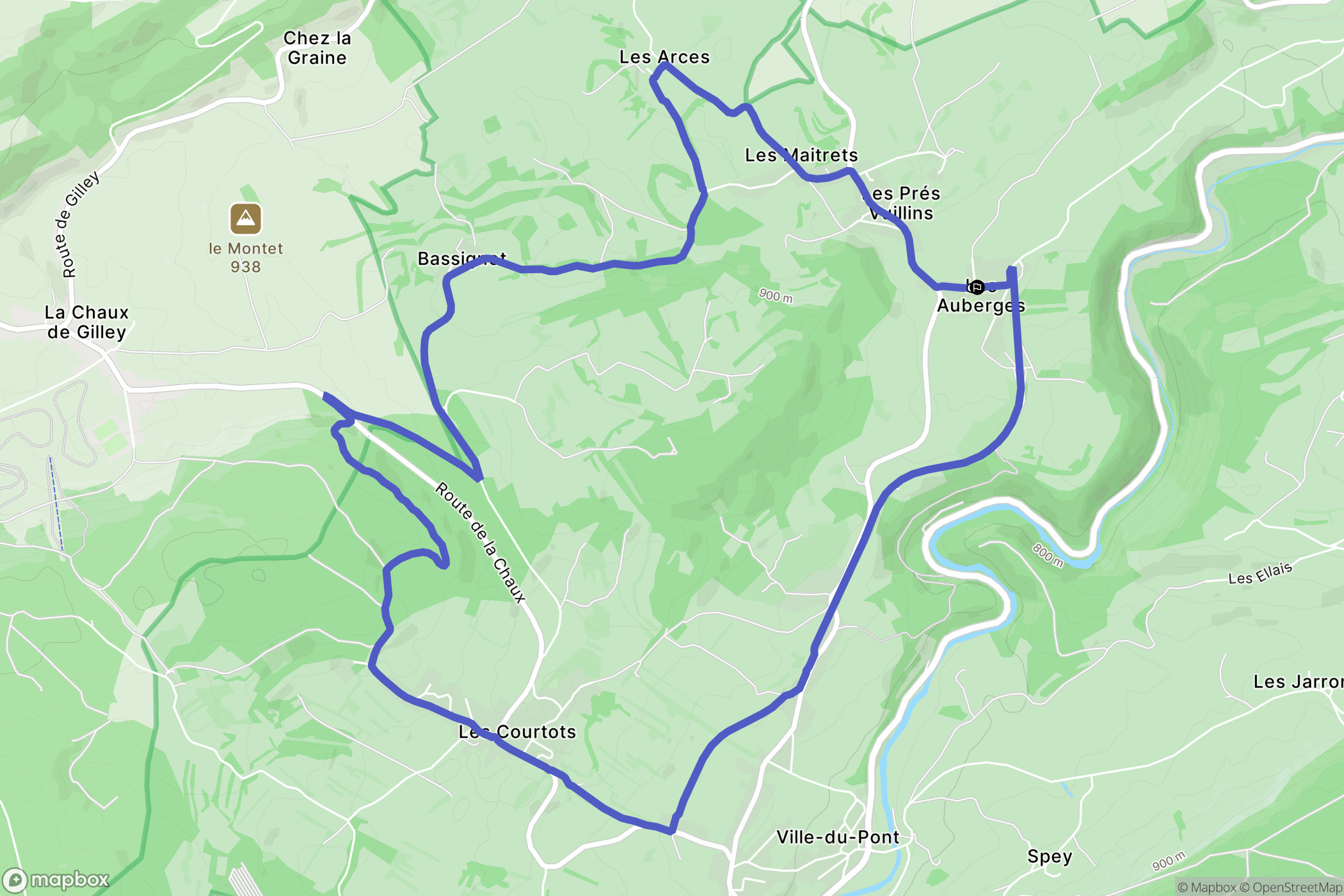 La Longeville : carte du parcours de randonnée - France