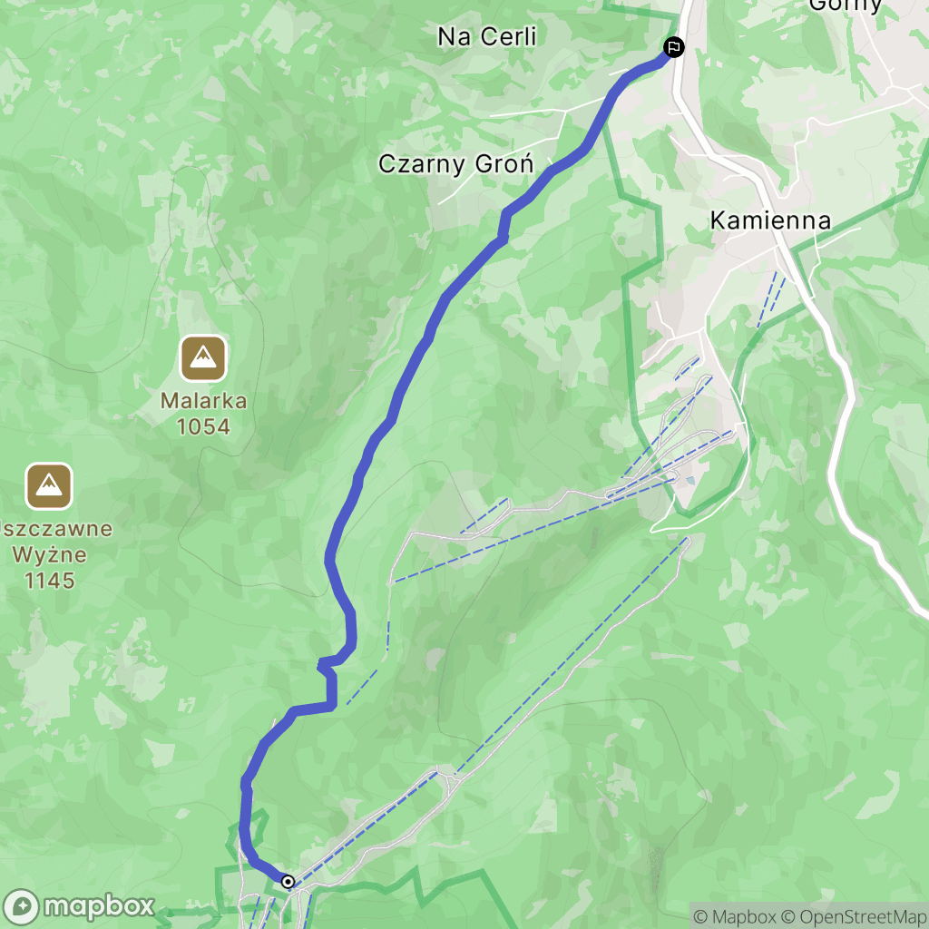 Korbielów: mapa trasy - Poland