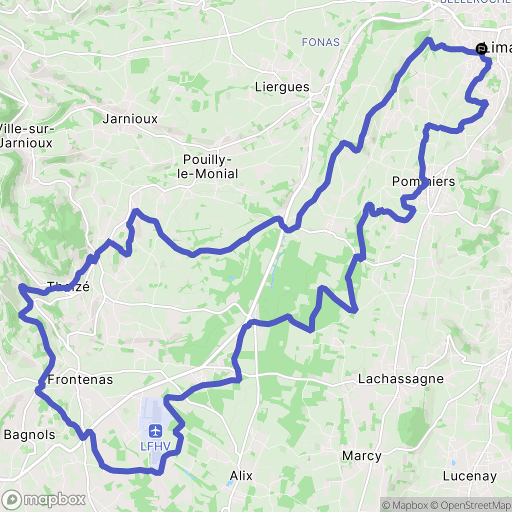 Limas : carte du parcours de randonnée - France