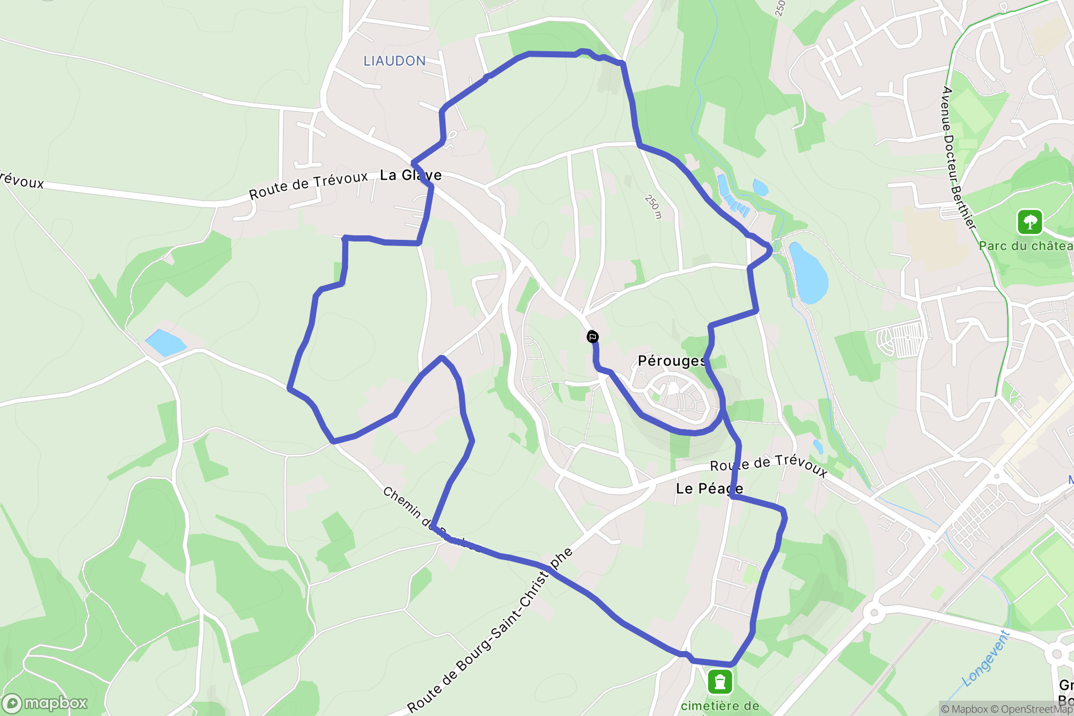 Pérouges : carte du parcours de randonnée - France