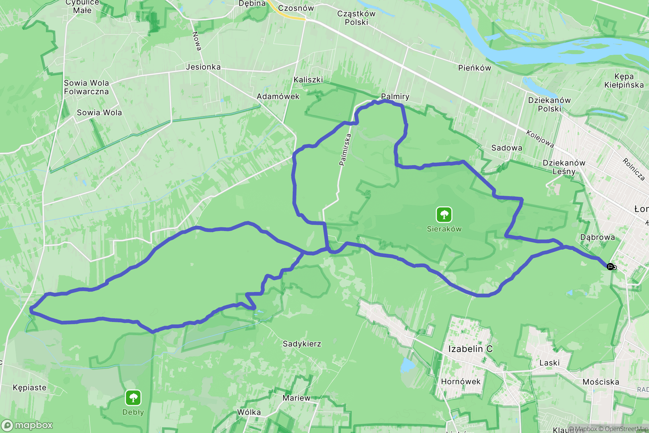 Łomianki: mapa trasy - Poland