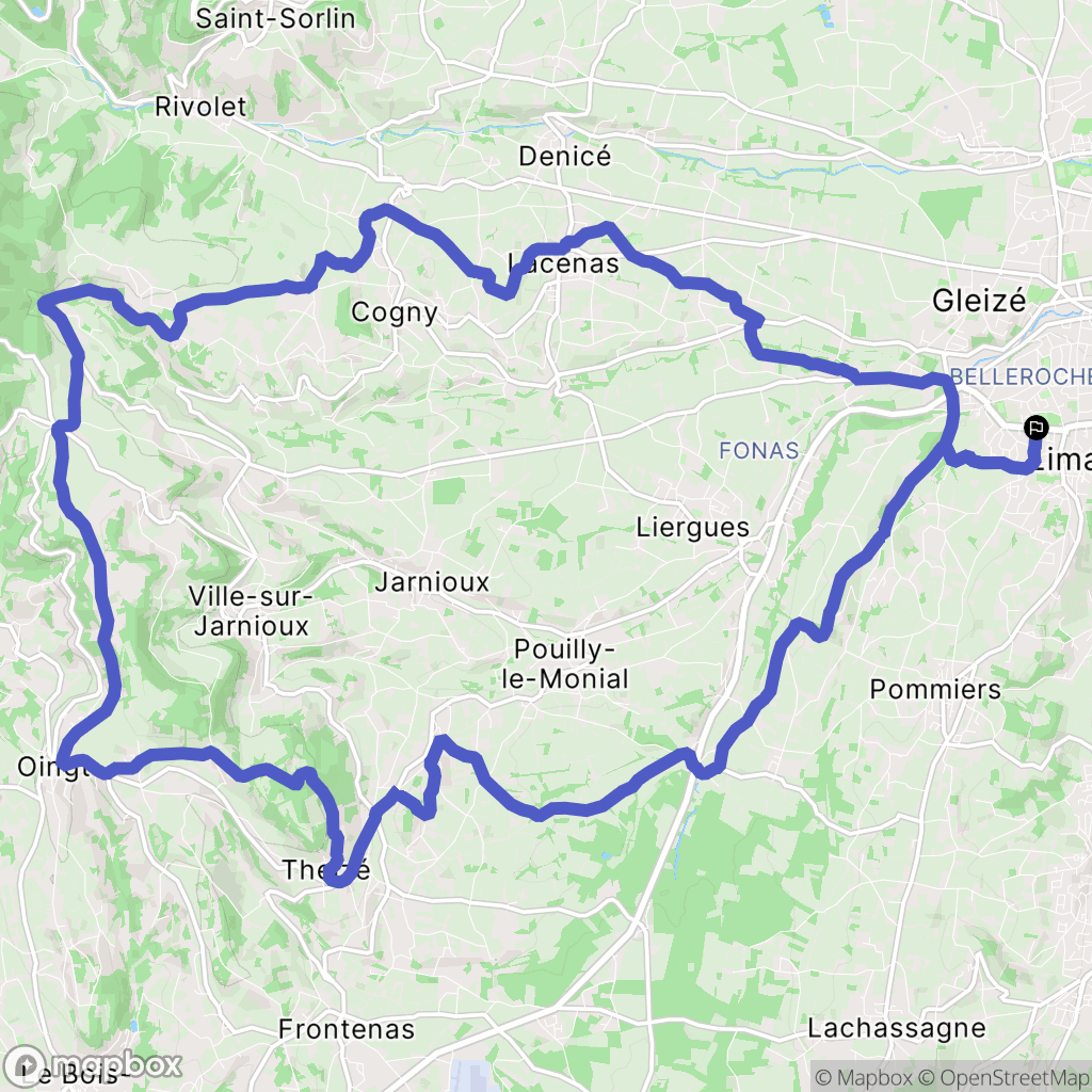 Limas : carte du parcours de randonnée - France