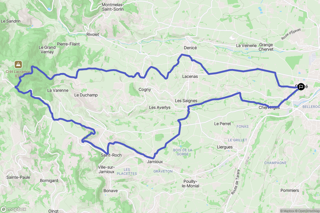 Gleizé : carte du parcours de randonnée - France