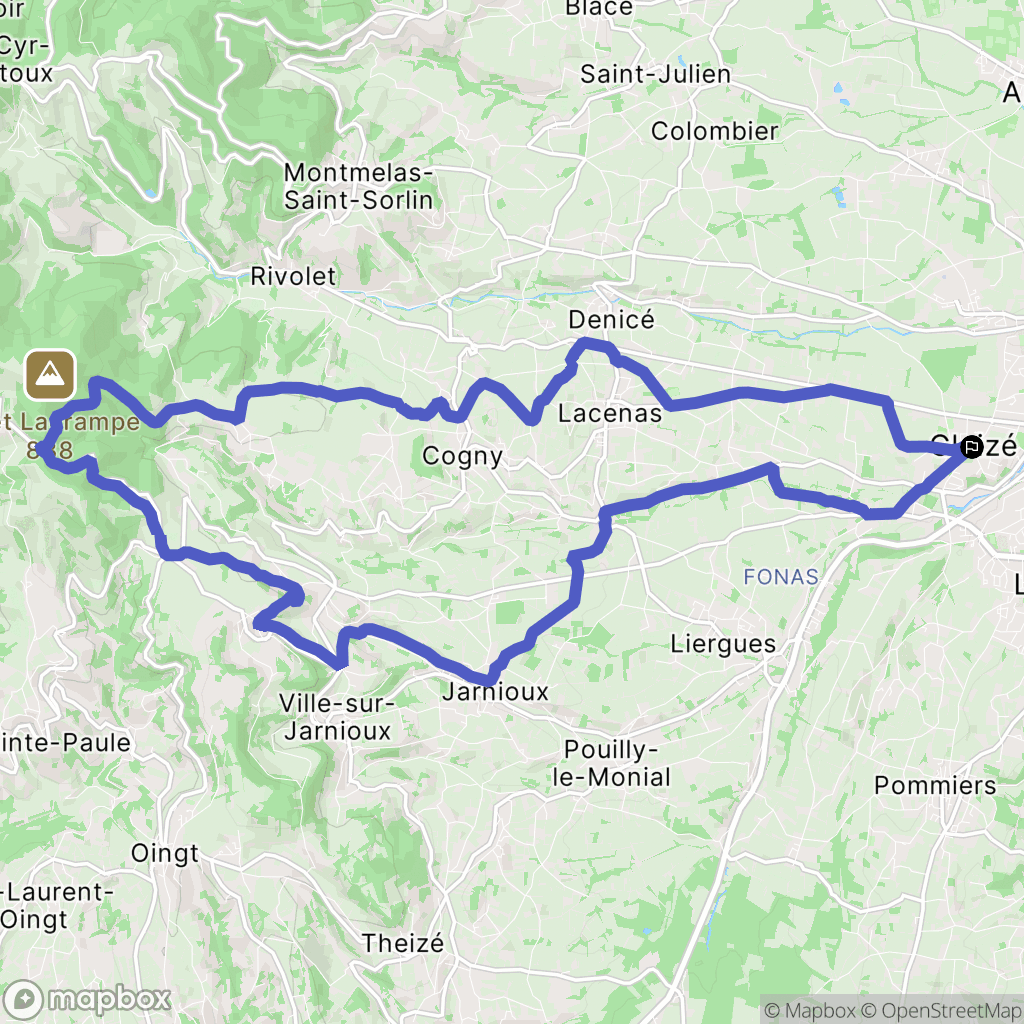 Gleizé : carte du parcours de randonnée - France