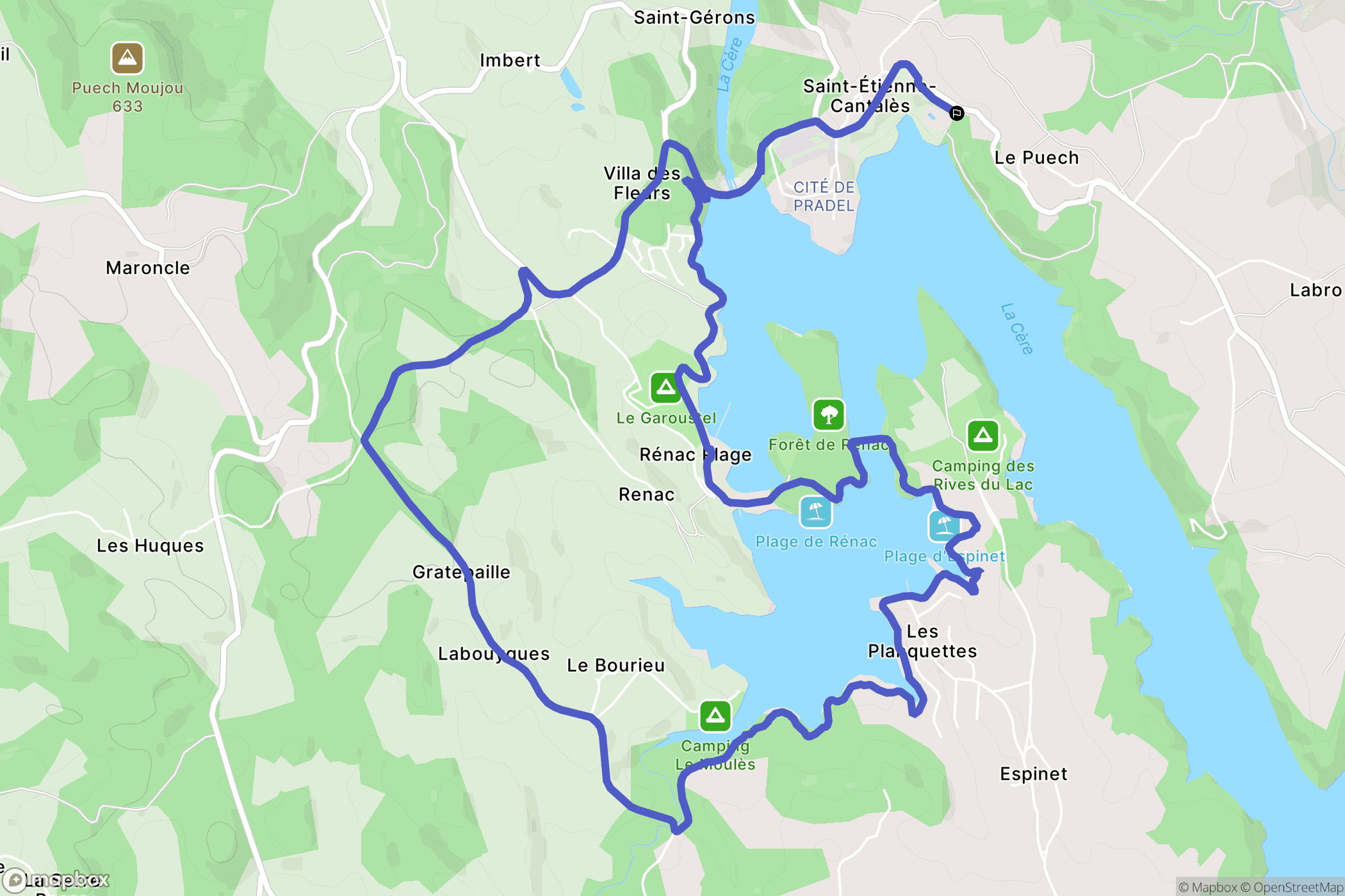 Saint-Étienne-Cantalès : carte du parcours de randonnée - France