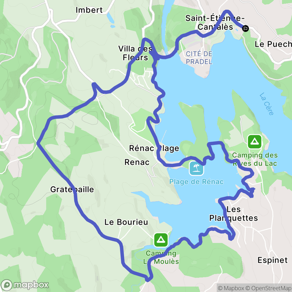 Saint-Étienne-Cantalès : carte du parcours de randonnée - France