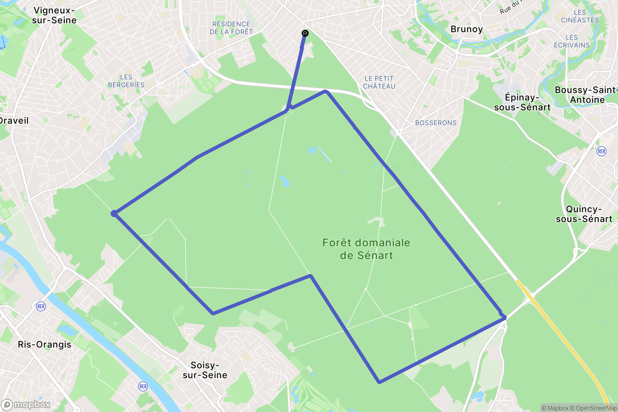 Montgeron : carte du parcours de randonnée - France