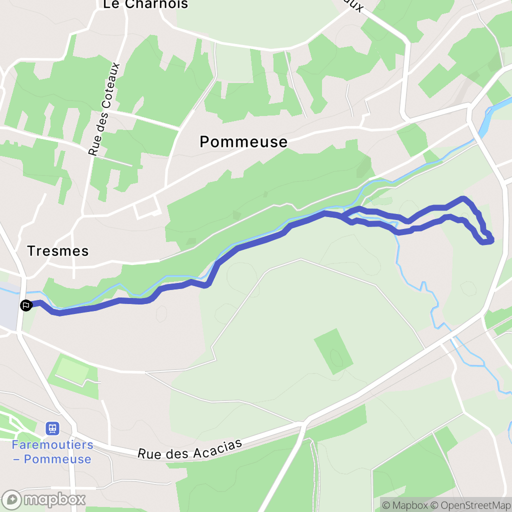 Pommeuse : carte du parcours de randonnée - France