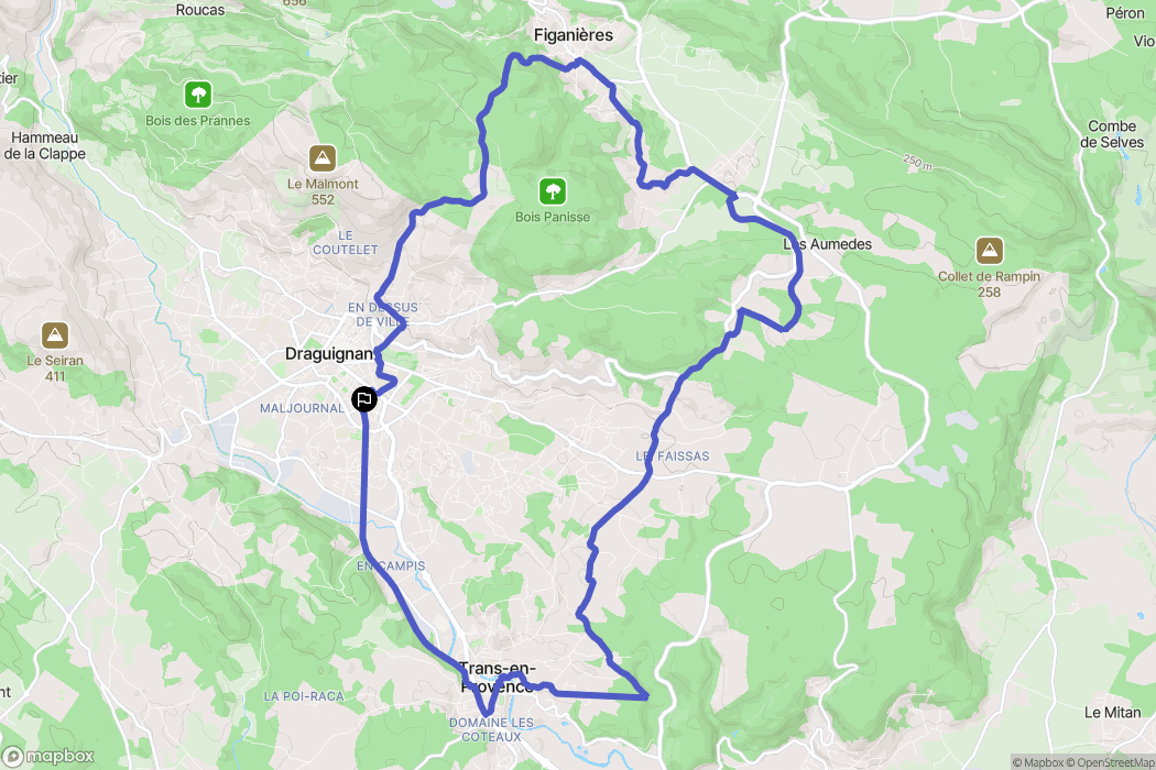 Draguignan : carte du parcours de randonnée - France