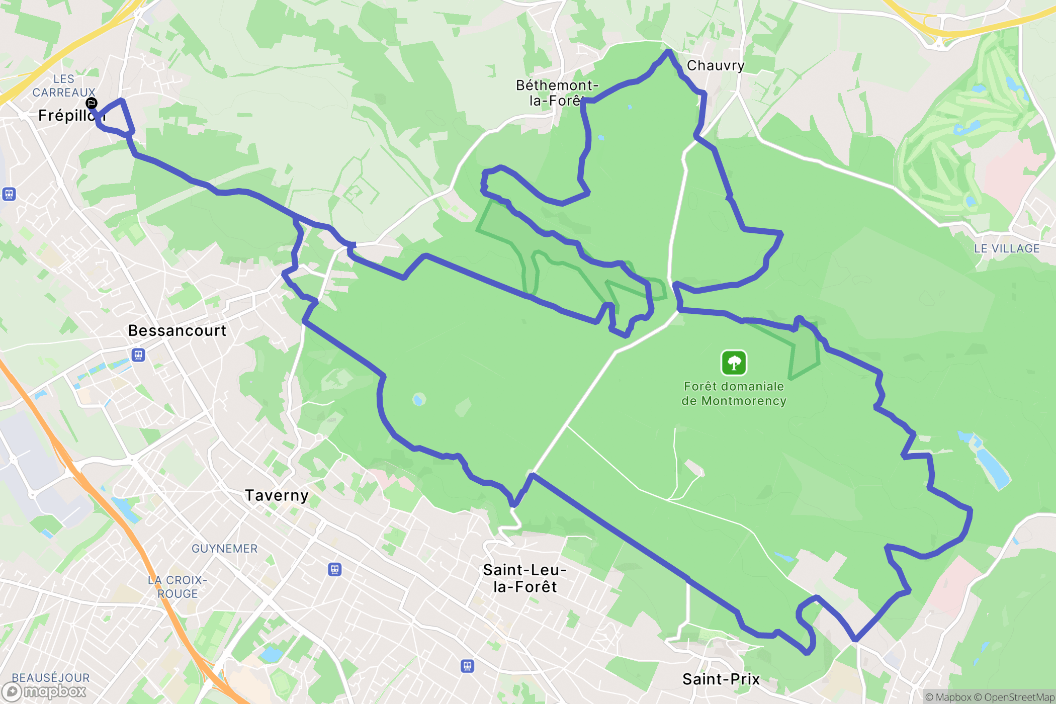Frépillon : carte du parcours de randonnée - France