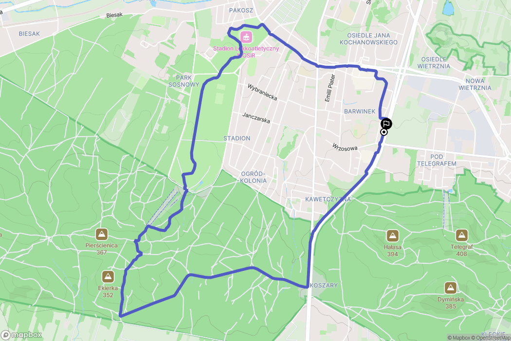 Kielce: mapa trasy - Poland