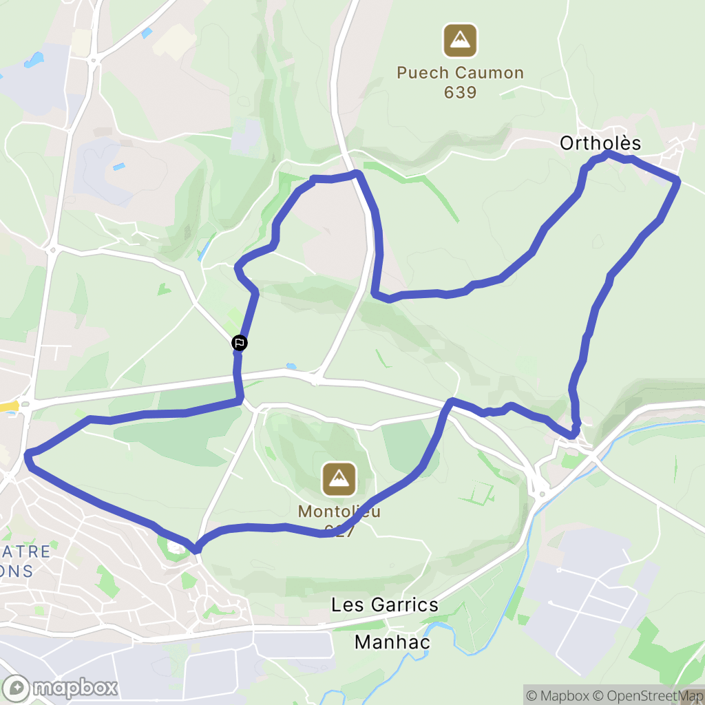 Onet-le-Château : carte du parcours de randonnée - France