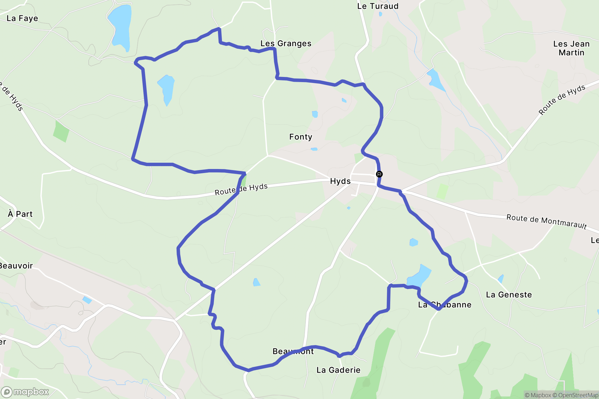 Hyds : carte du parcours de randonnée - France