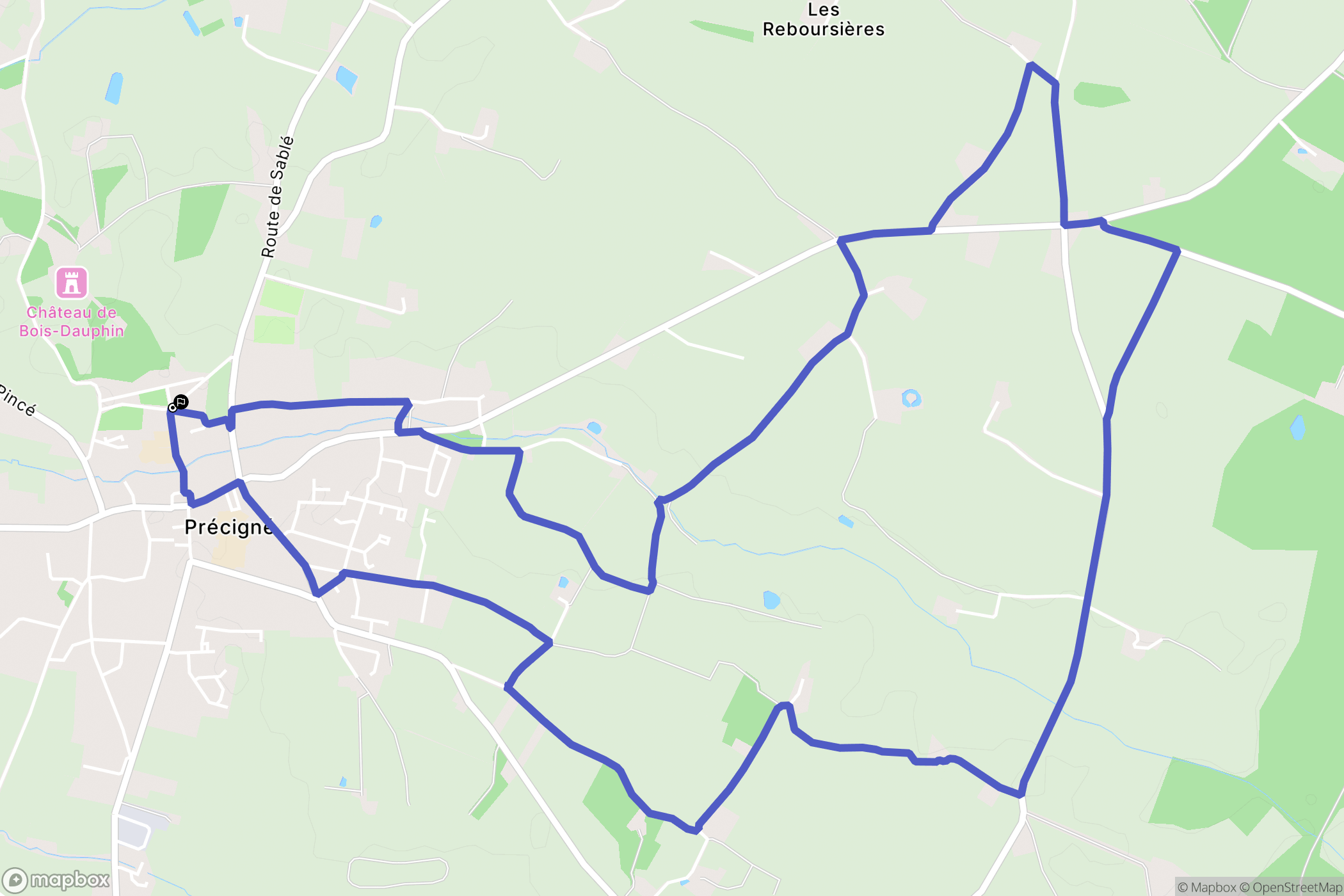 Précigné : carte du parcours de randonnée - France