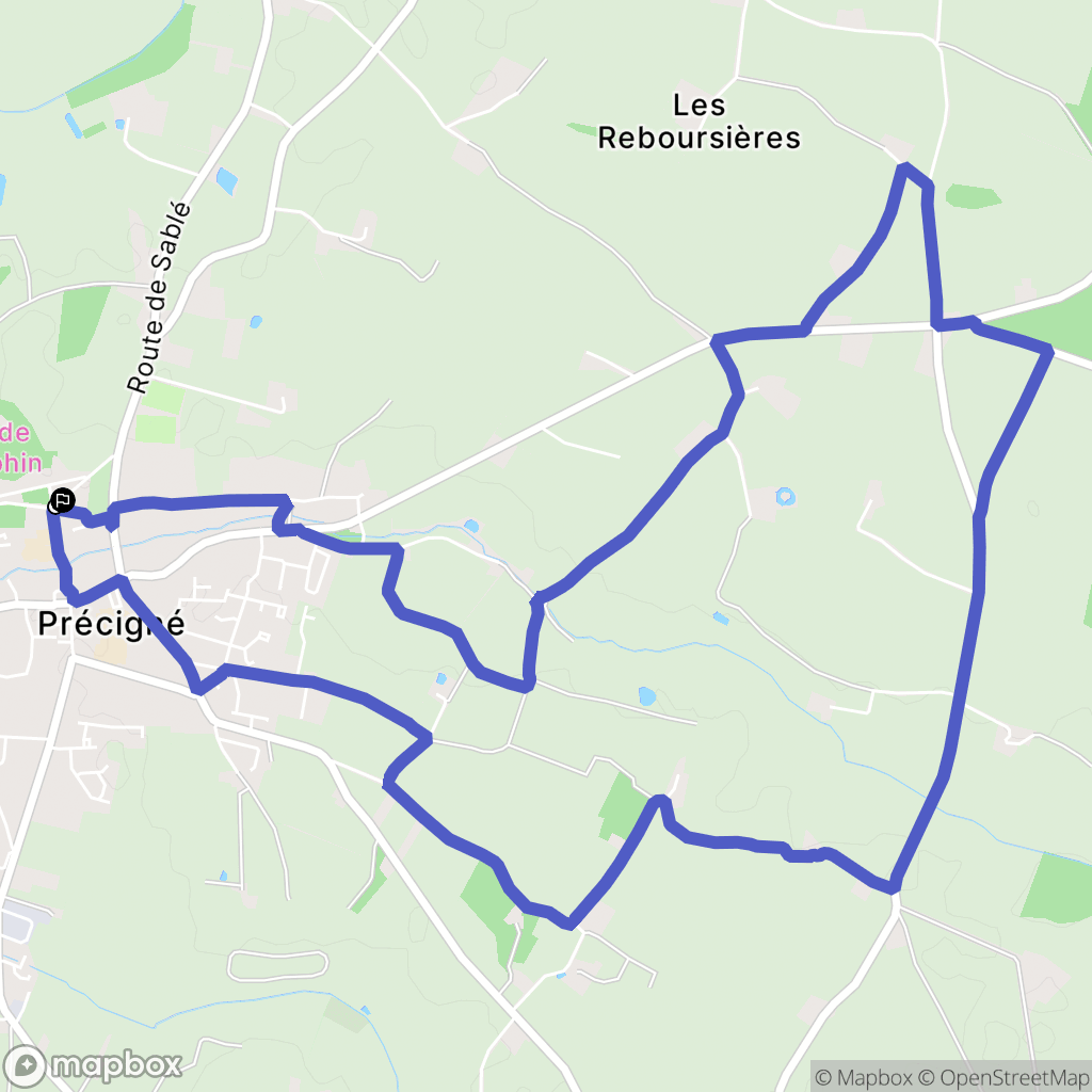 Précigné : carte du parcours de randonnée - France