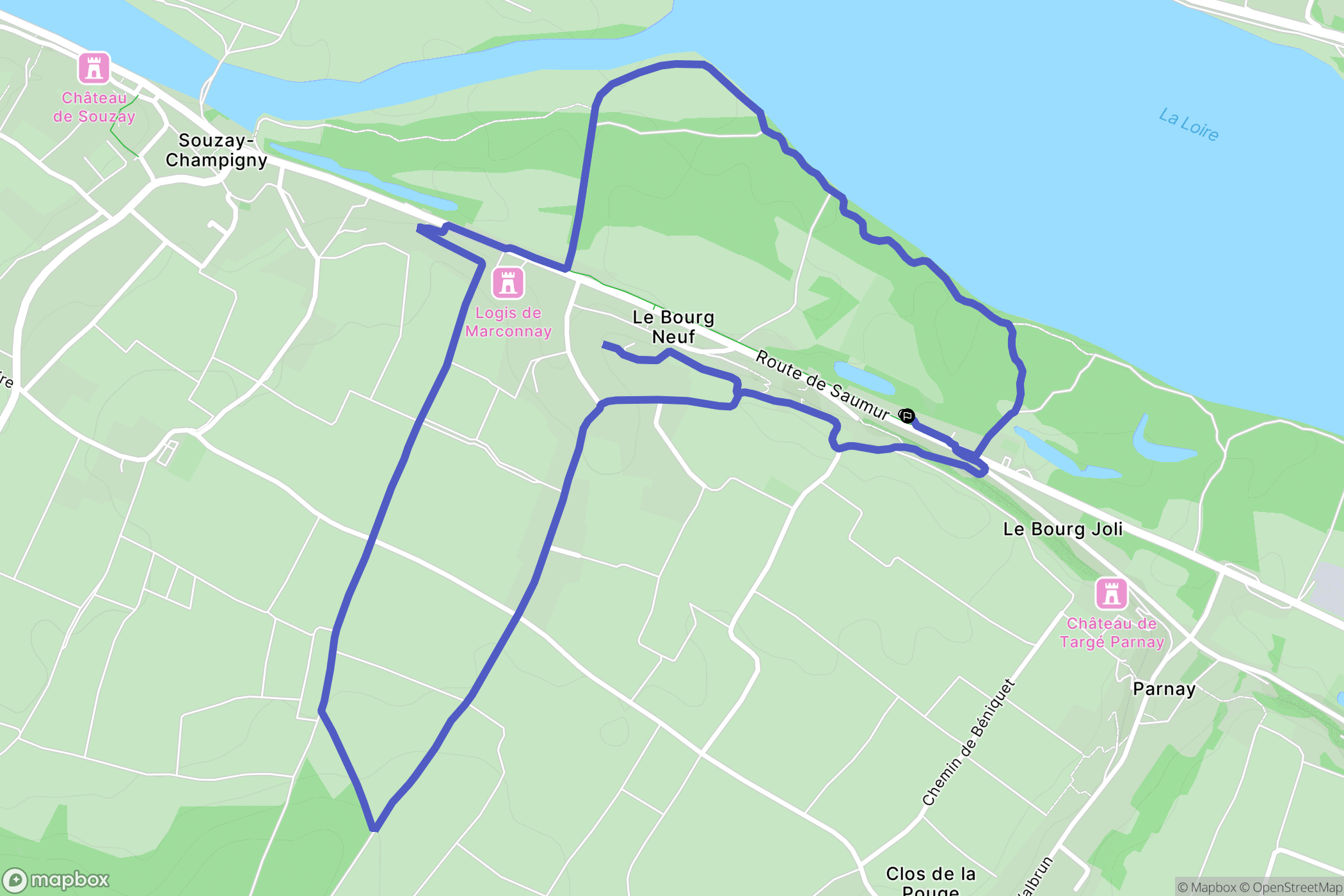 Parnay : carte du parcours de randonnée - France