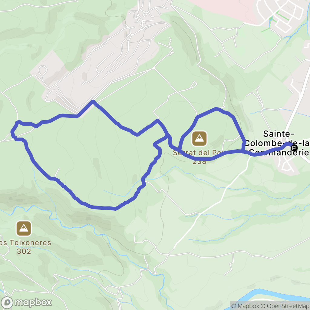 Sainte-Colombe-de-la-Commanderie : carte du parcours de randonnée - France