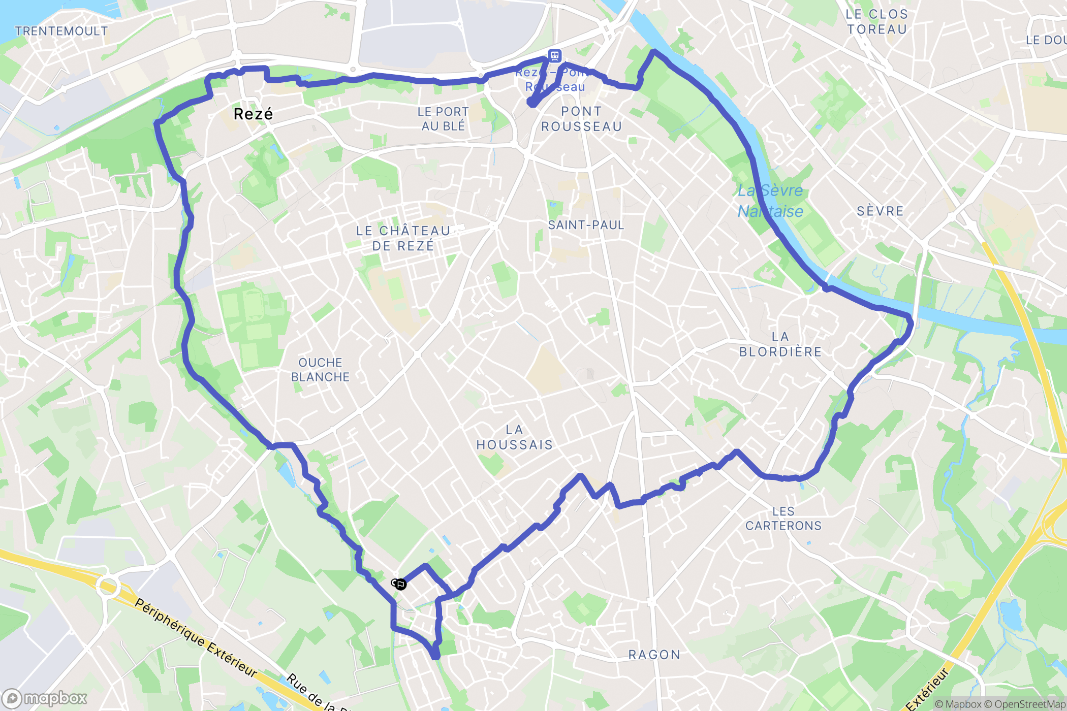 Rezé : carte du parcours de randonnée - France