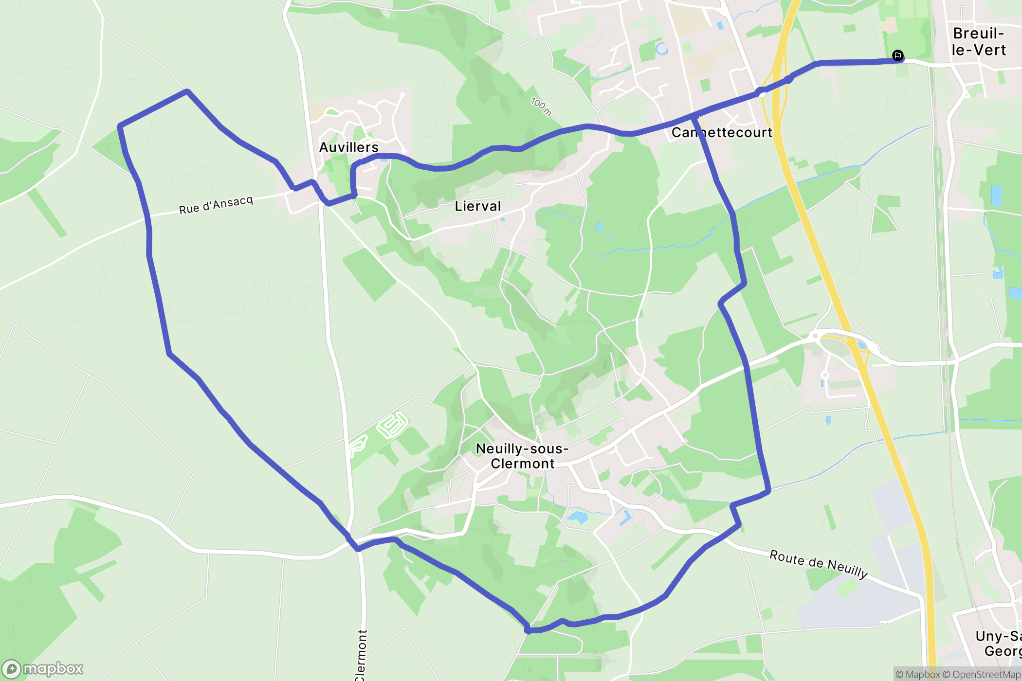 Breuil-le-Vert : carte du parcours de randonnée - France