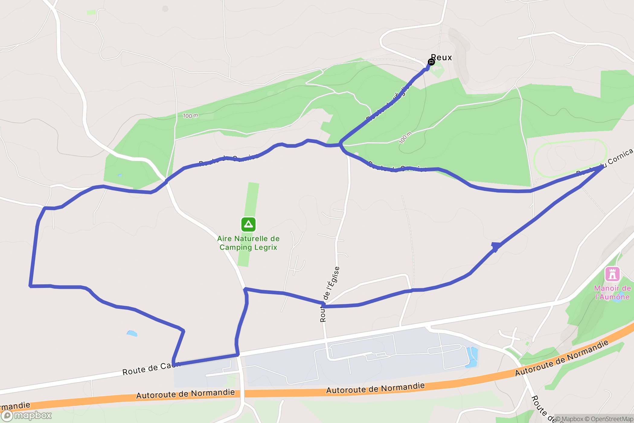 Reux : carte du parcours de randonnée - France