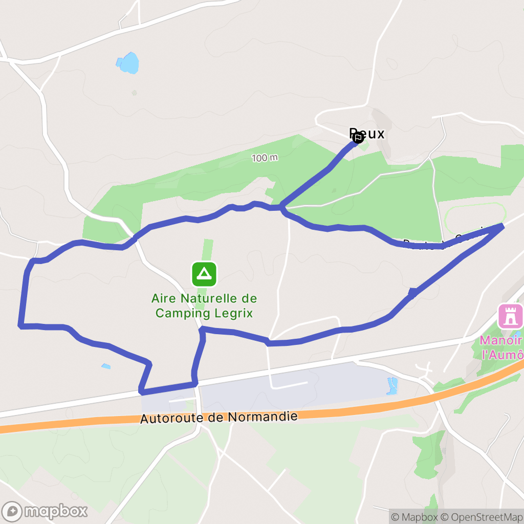 Reux : carte du parcours de randonnée - France