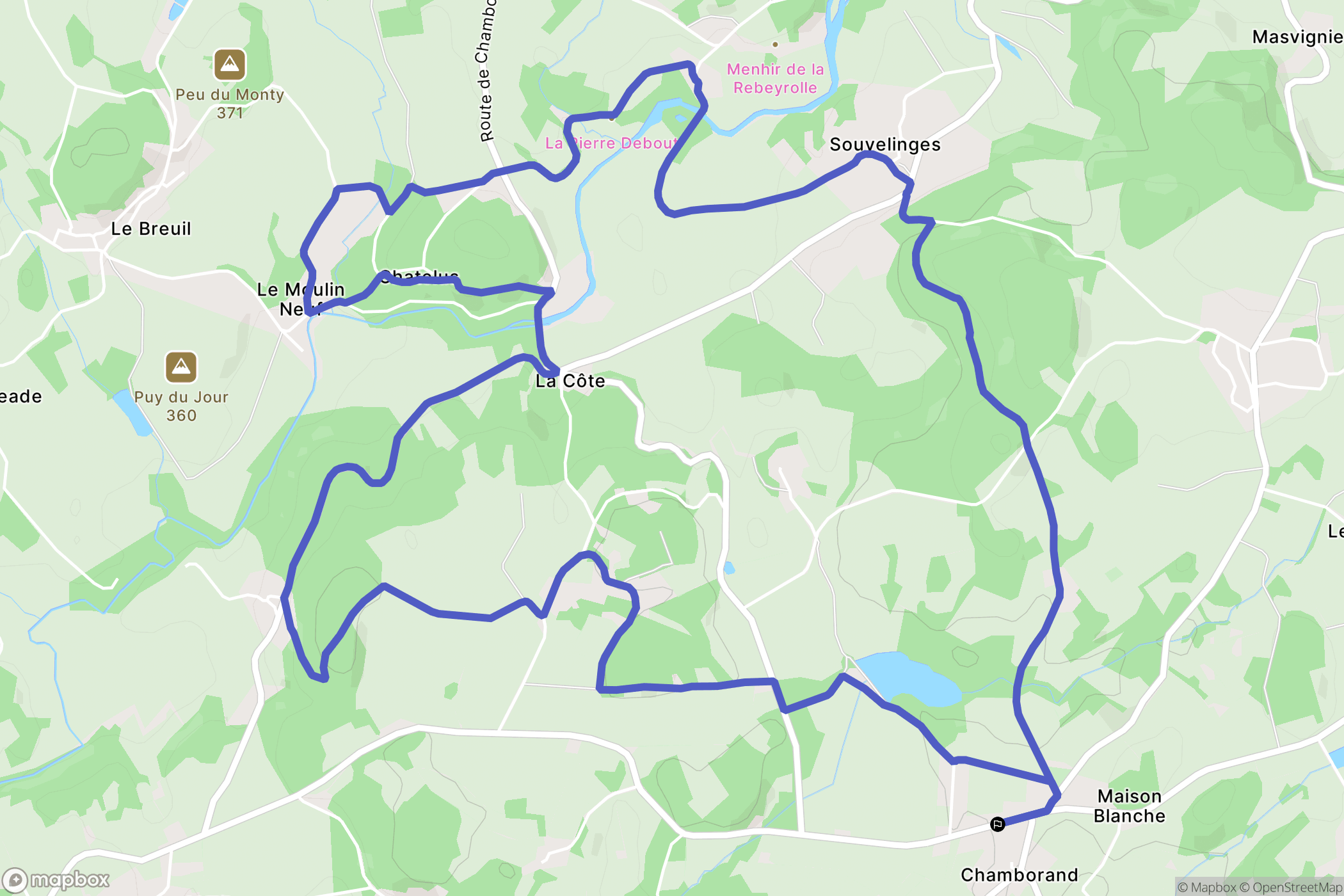 Chamborand : carte du parcours de randonnée - France
