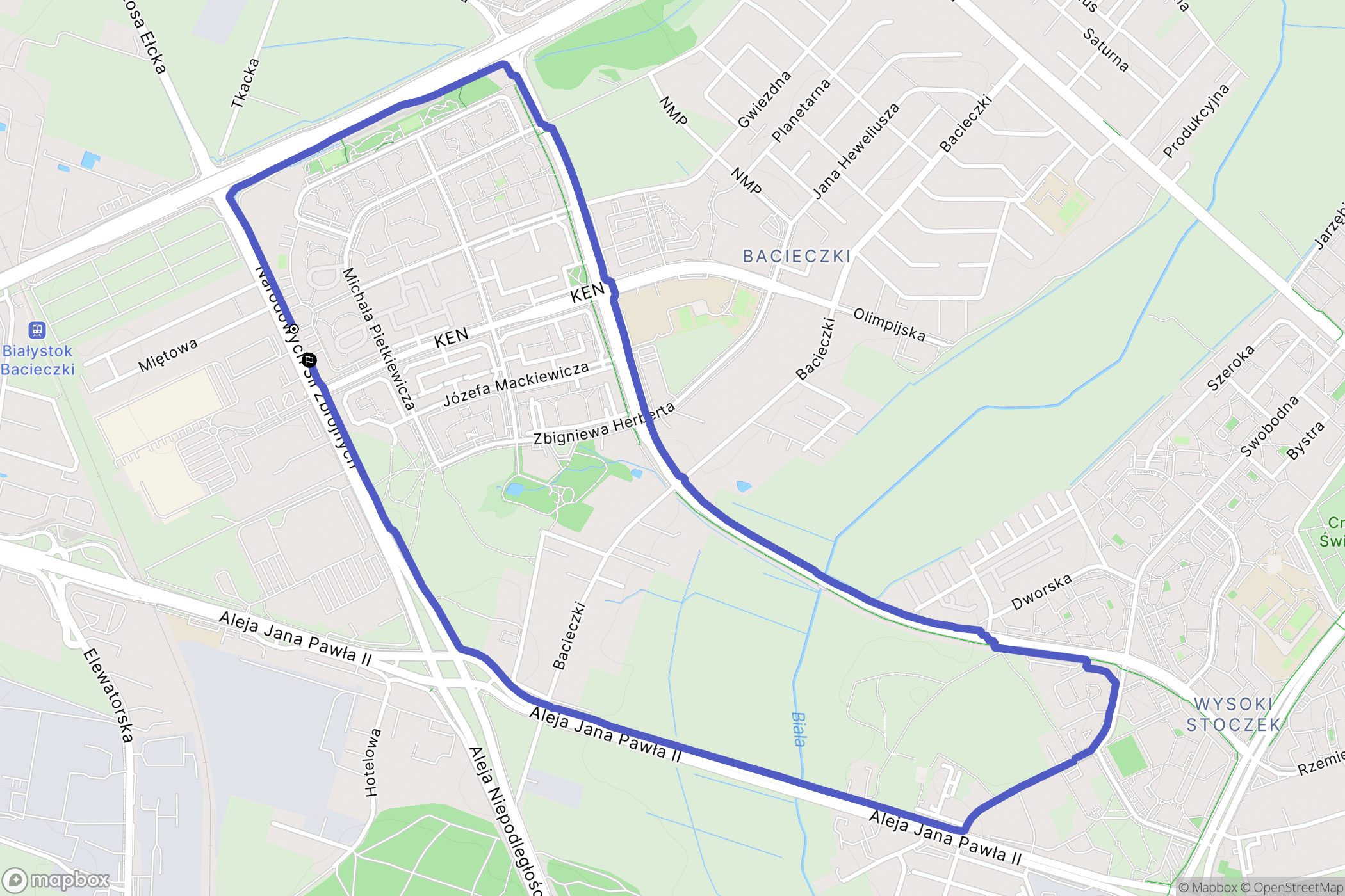 Białystok: mapa trasy - Poland