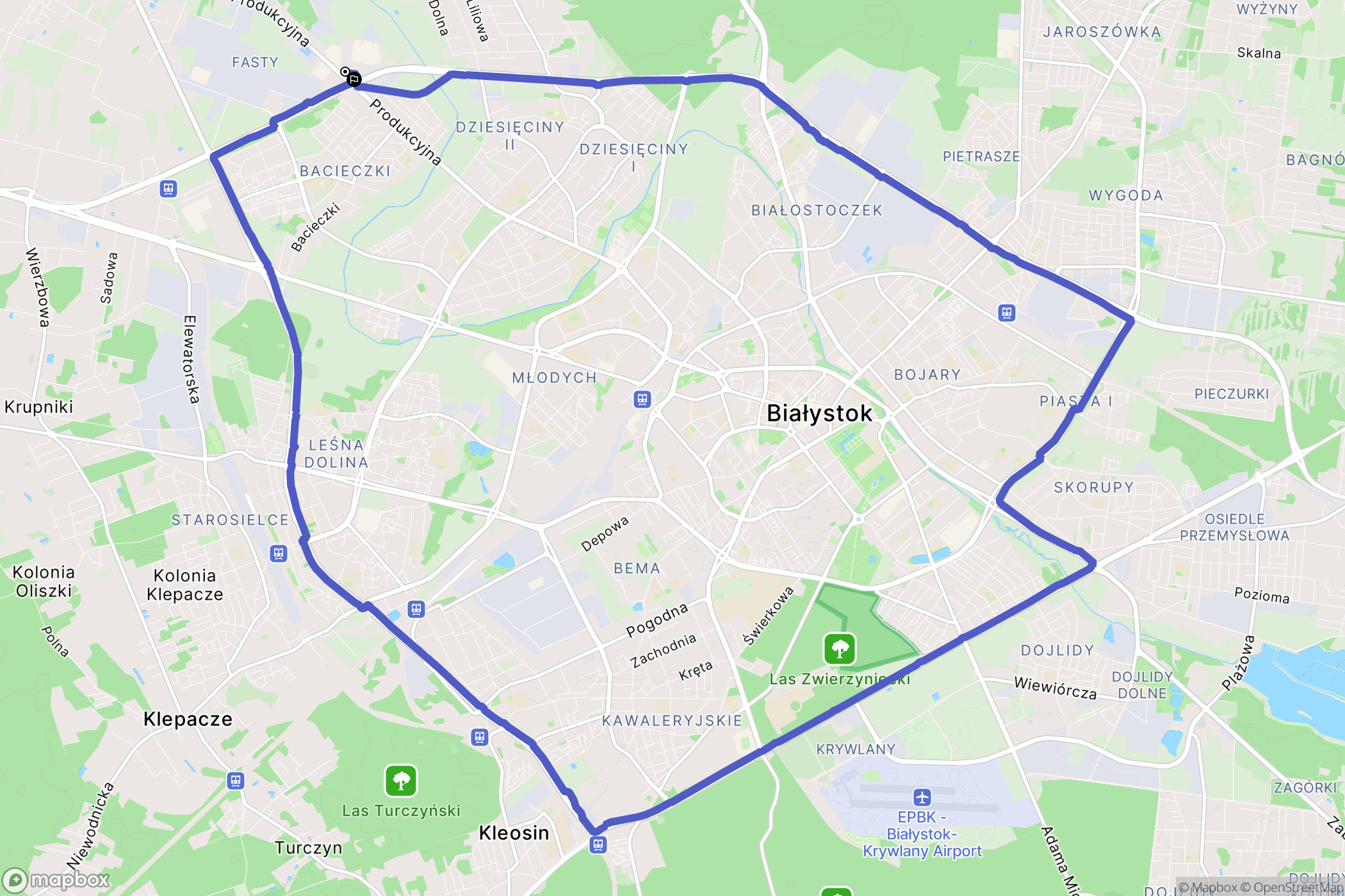 Białystok: mapa trasy - Poland