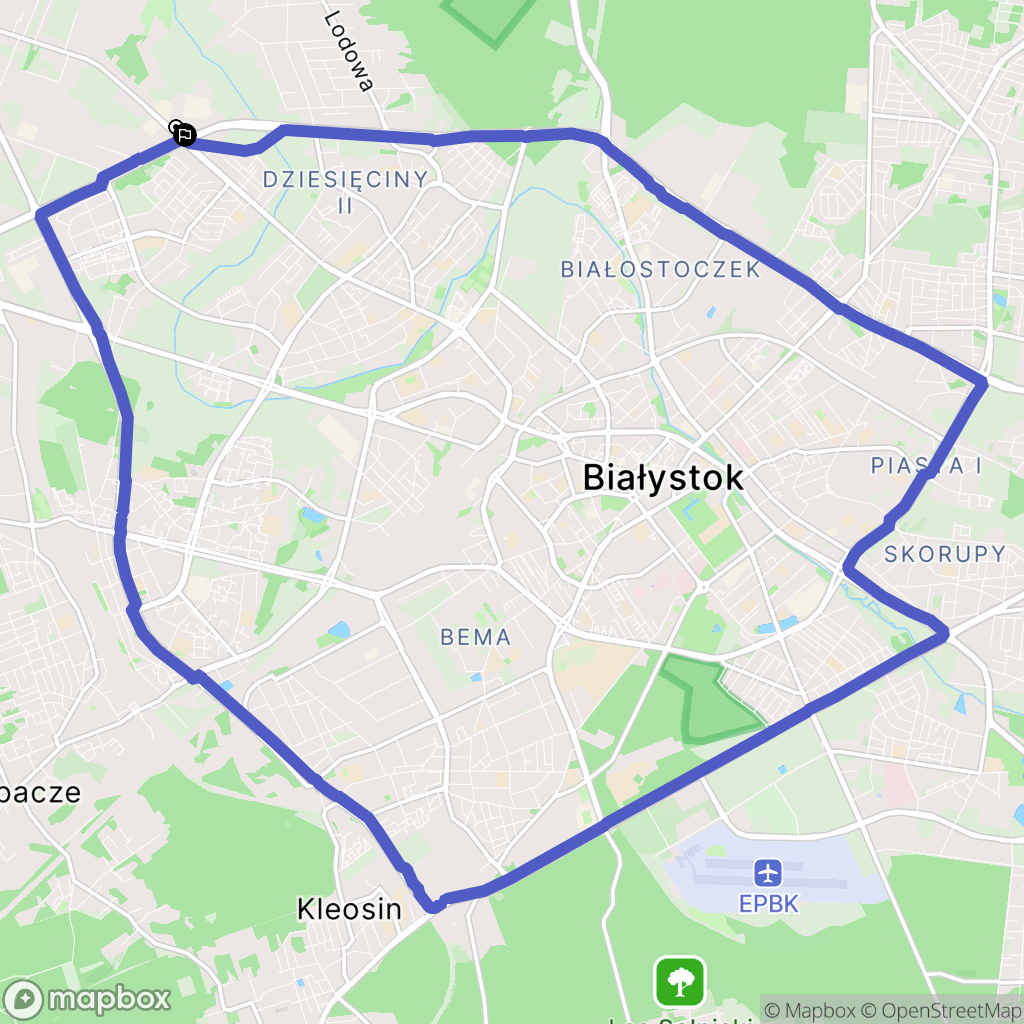 Białystok: mapa trasy - Poland