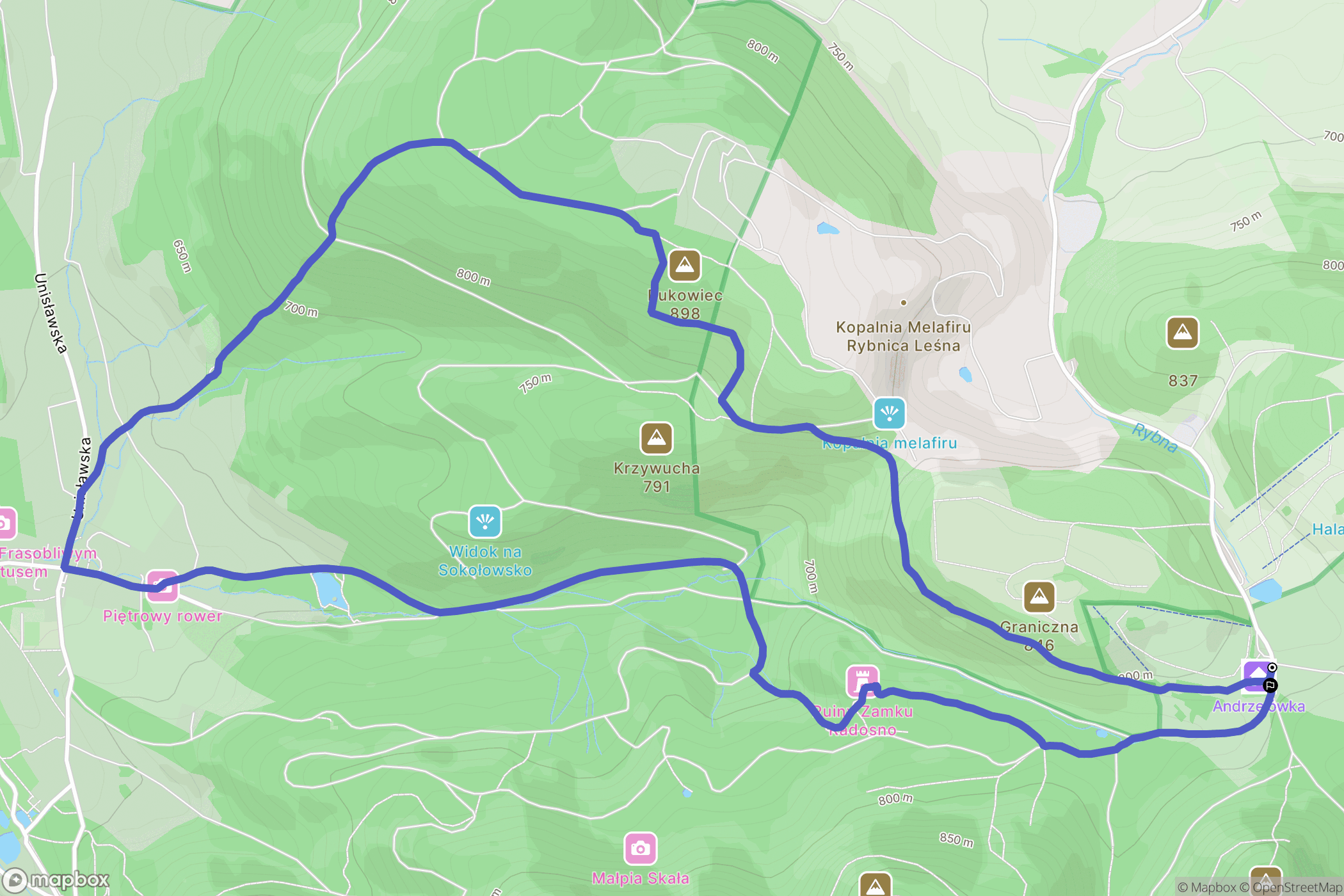 Rybnica Leśna: mapa trasy - Poland