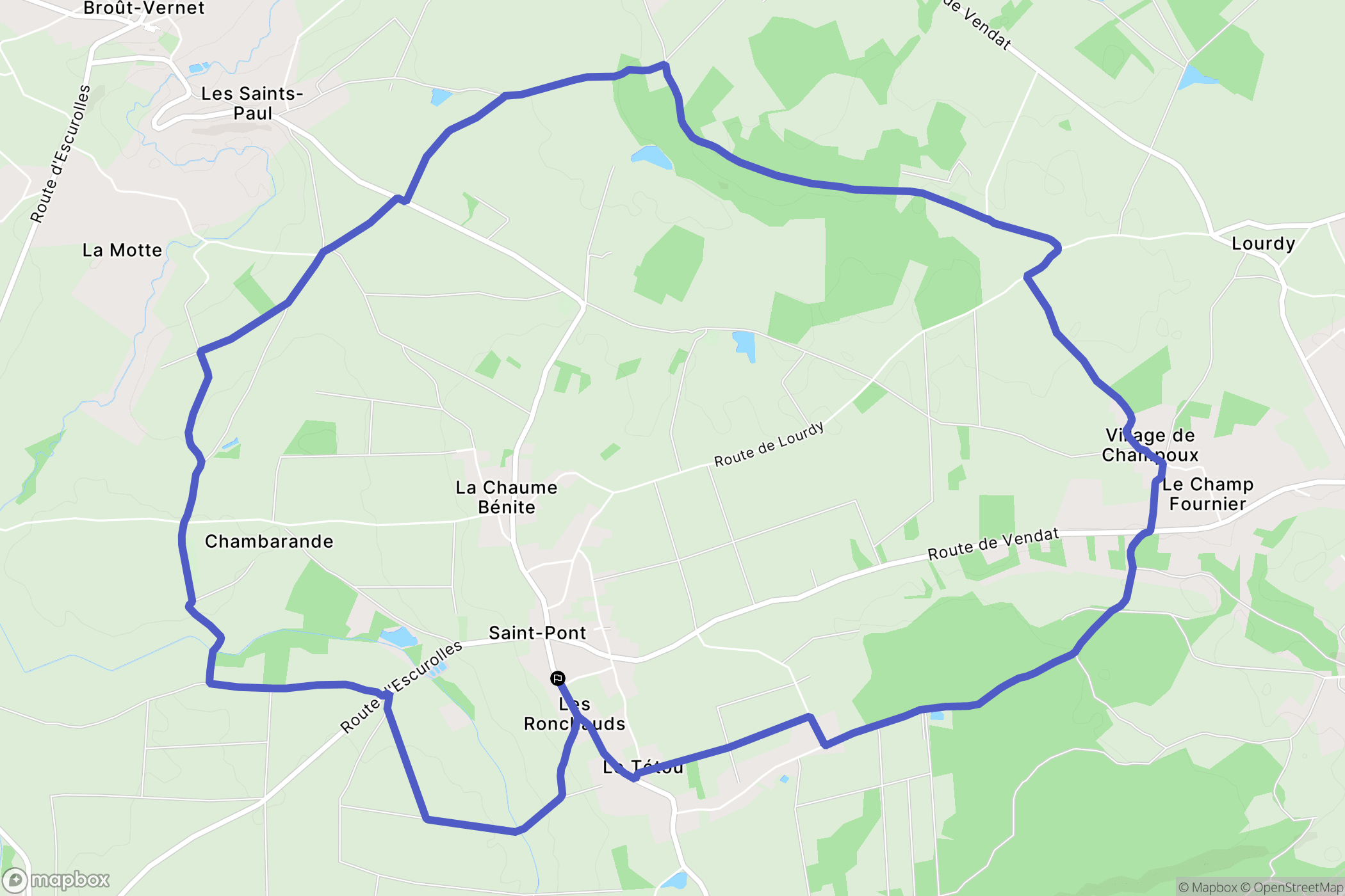 Saint-Pont : carte du parcours de randonnée - France