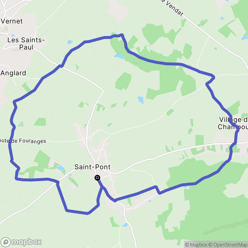 Saint-Pont : carte du parcours de randonnée - France