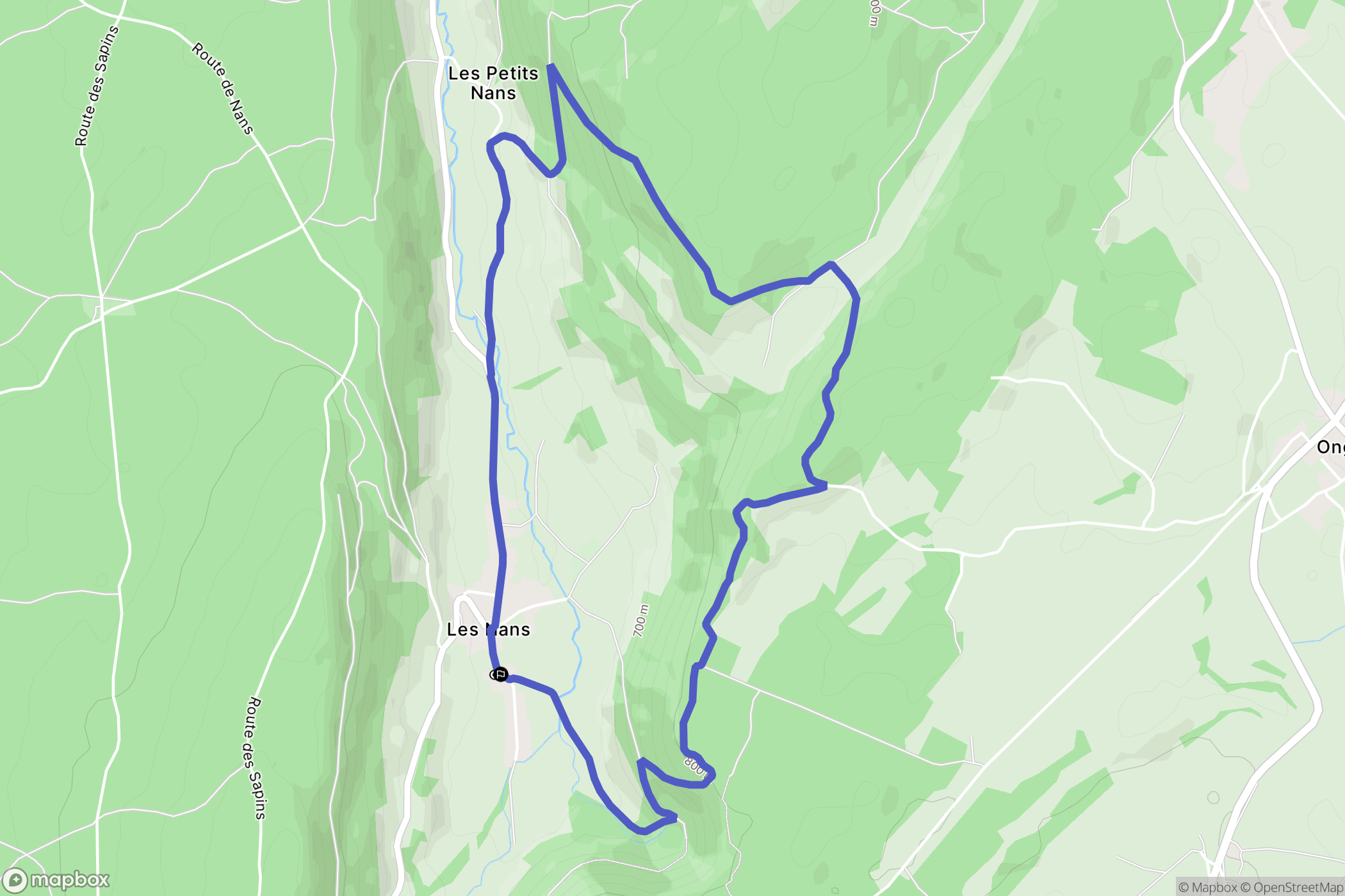 Les Nans : carte du parcours de randonnée - France