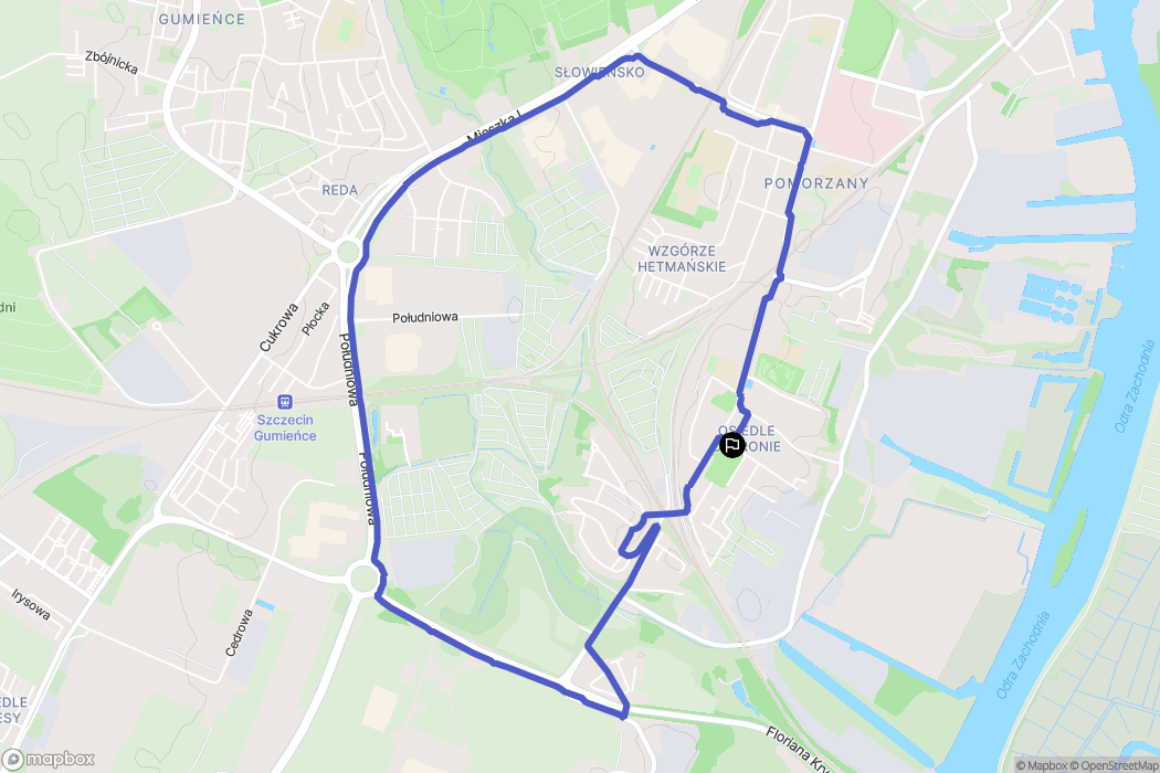 Szczecin: mapa trasy - Poland