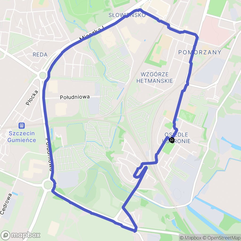 Szczecin: mapa trasy - Poland