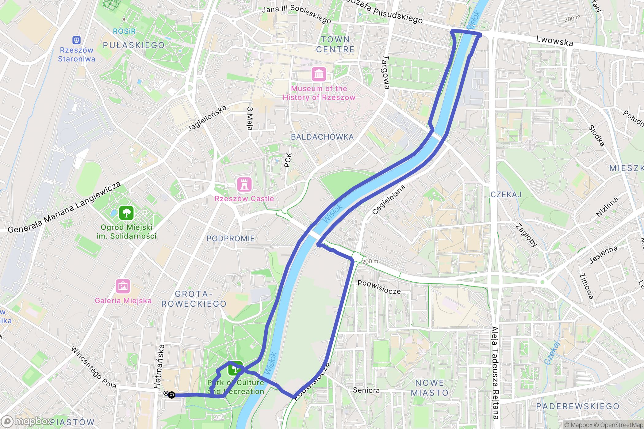 Rzeszów: mapa trasy - Poland