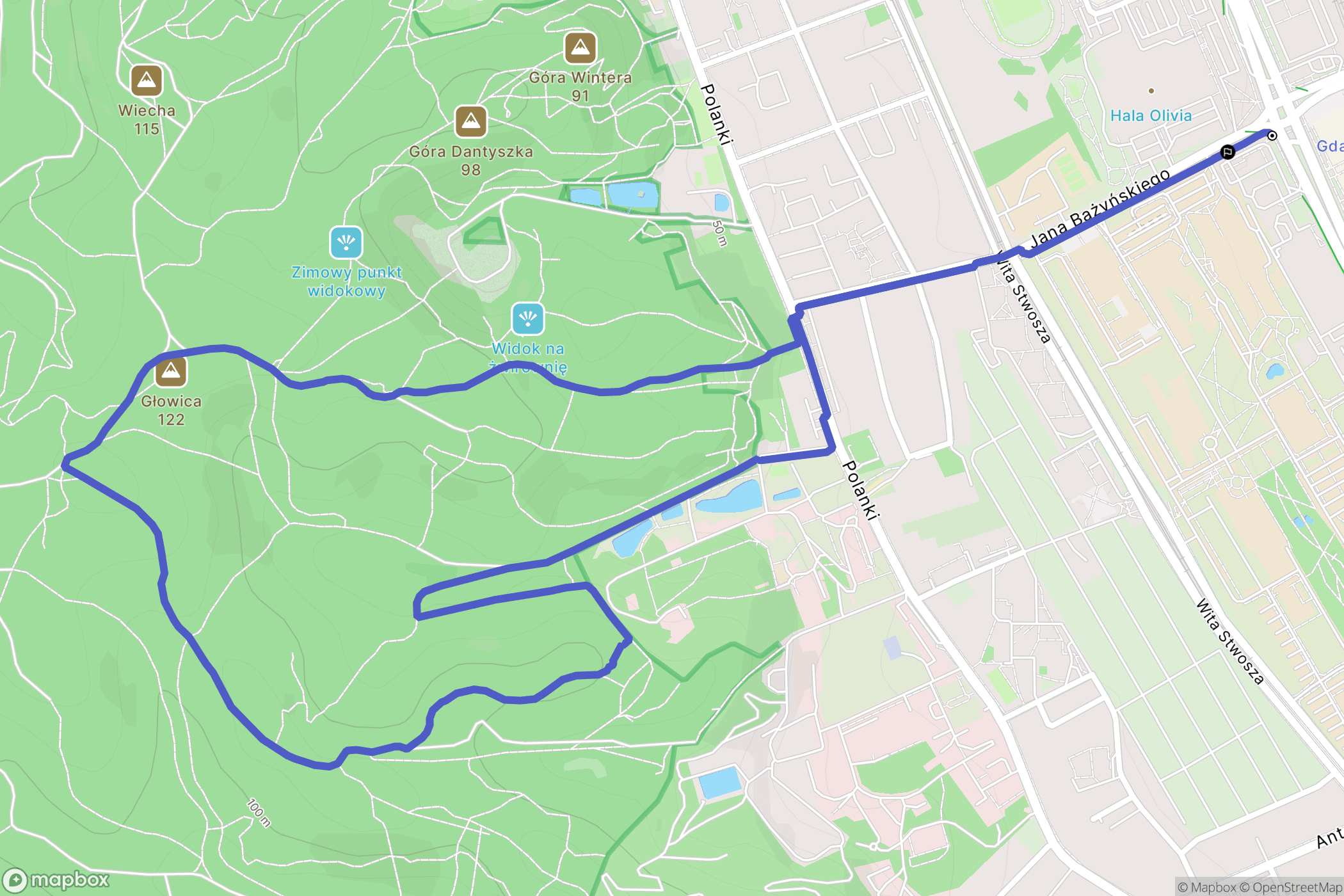 Gdańsk: mapa trasy - Poland